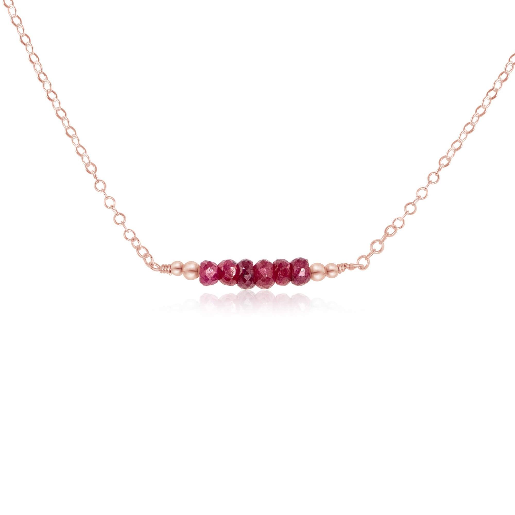 Sparkling Red Ruby Faceted Bead Bar Necklace for Women - Elegant Jewelry Gift for Birthday, Anniversary & Special Occasions