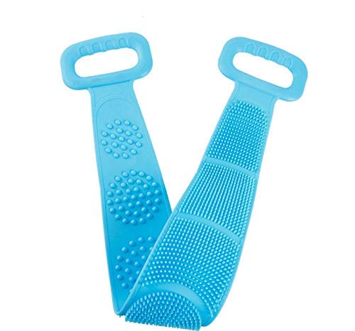 Dual-Sided Silicone Body Scrubber for Shower - 80cm Exfoliating Bath Belt with Strap for Full Body Washing & Massage | 100% Back Cleaning Coverage | Includes Bathing Foam | Perfect for Spa, Home Use & Travel