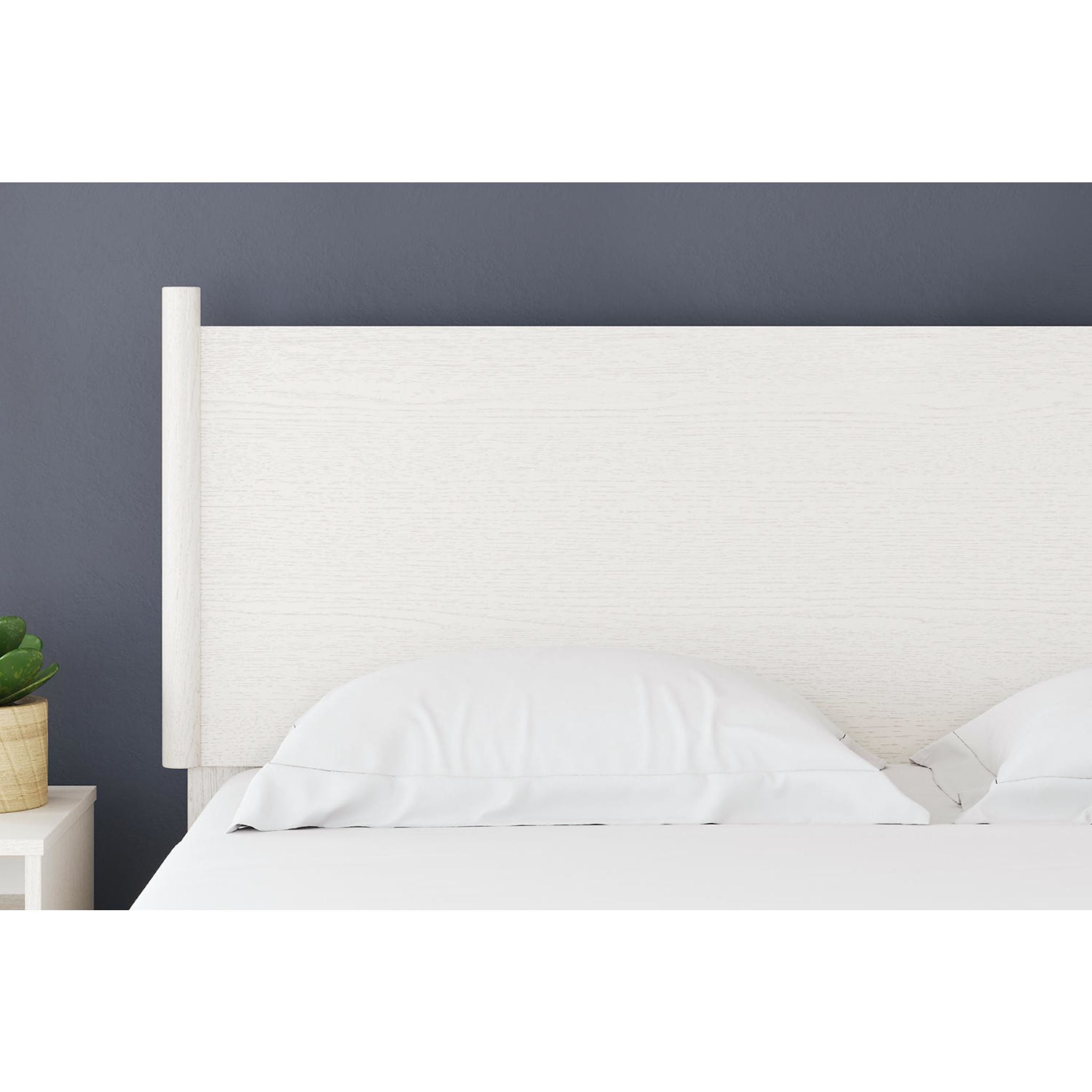 Aprilyn Queen Panel Bed - White Wooden Frame with Upholstered Headboard - Perfect for Master Bedroom, Guest Room & Modern Home Decor