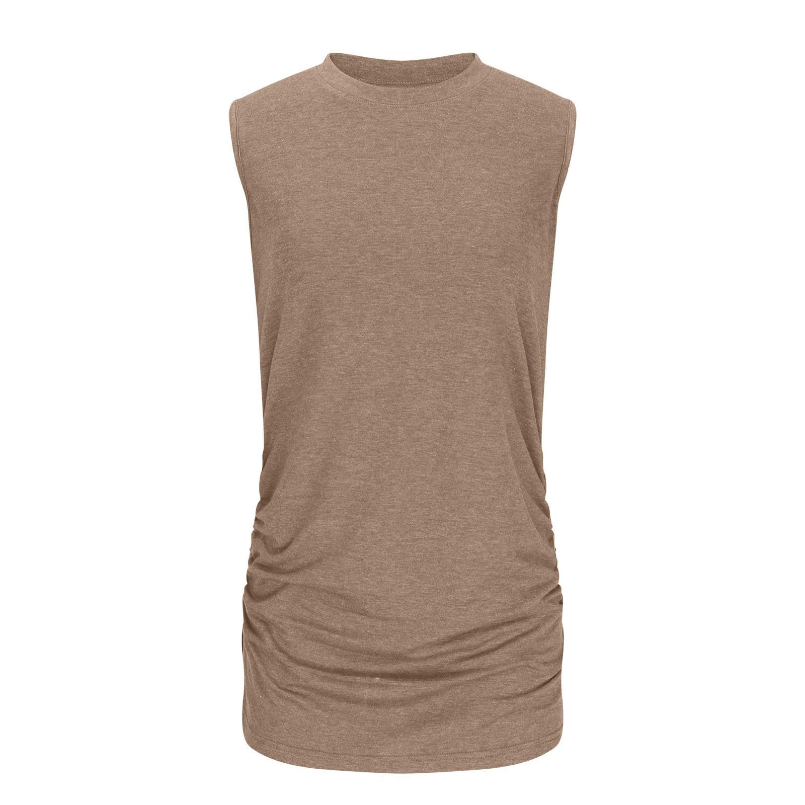Women's Summer Sleeveless Loose Casual Tunic Tee - Basic Crewneck Tank Top for Everyday Wear, Beach Outings & Casual Outfits