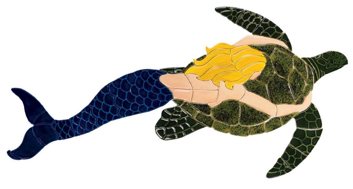 Mermaid and Turtle Ceramic Swimming Pool Mosaic Tile - 57
