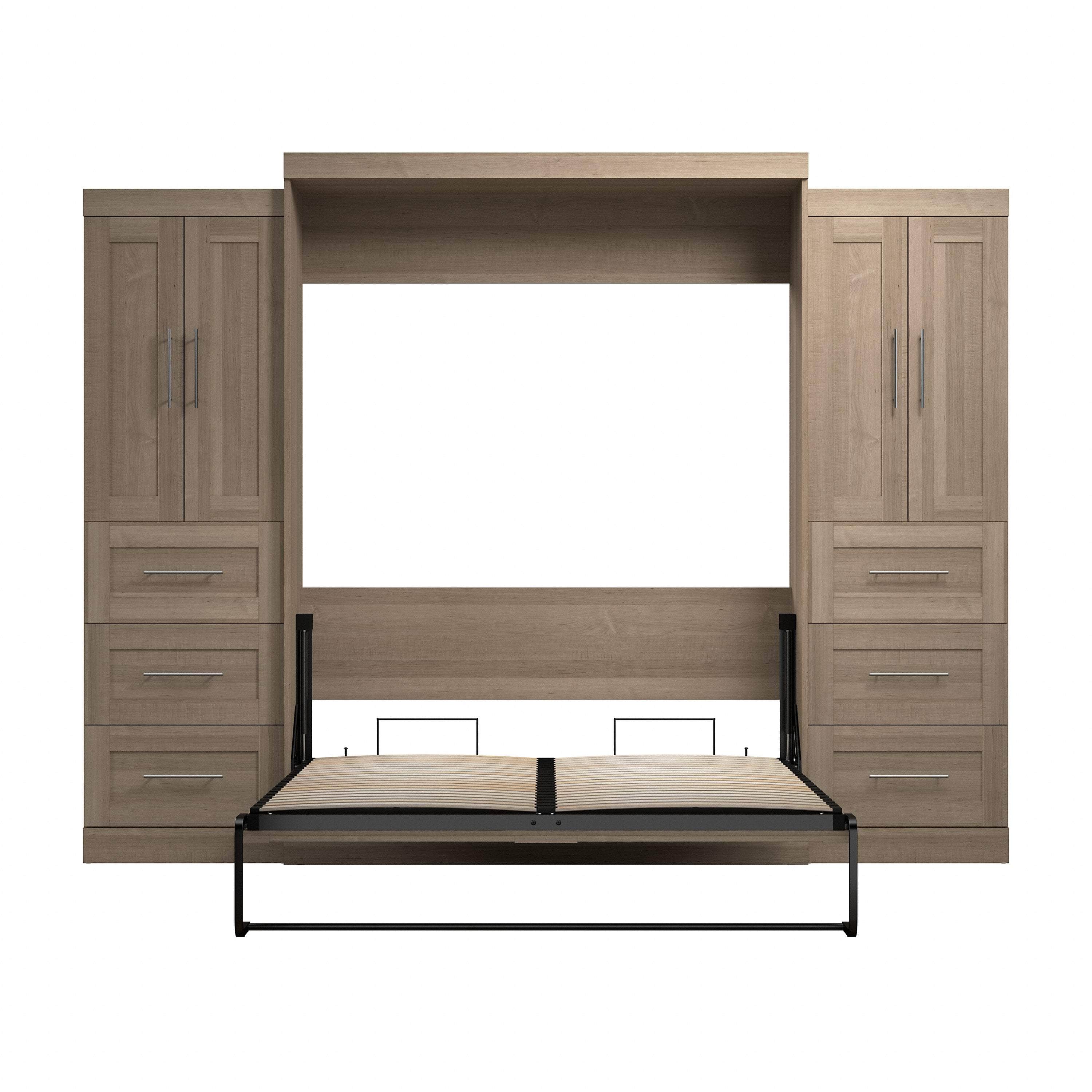 Pur Queen Murphy Wall Bed with Closet Storage Cabinets (115W) - 7 Color Options - Space-Saving Solution for Small Apartments, Guest Rooms & Home Offices