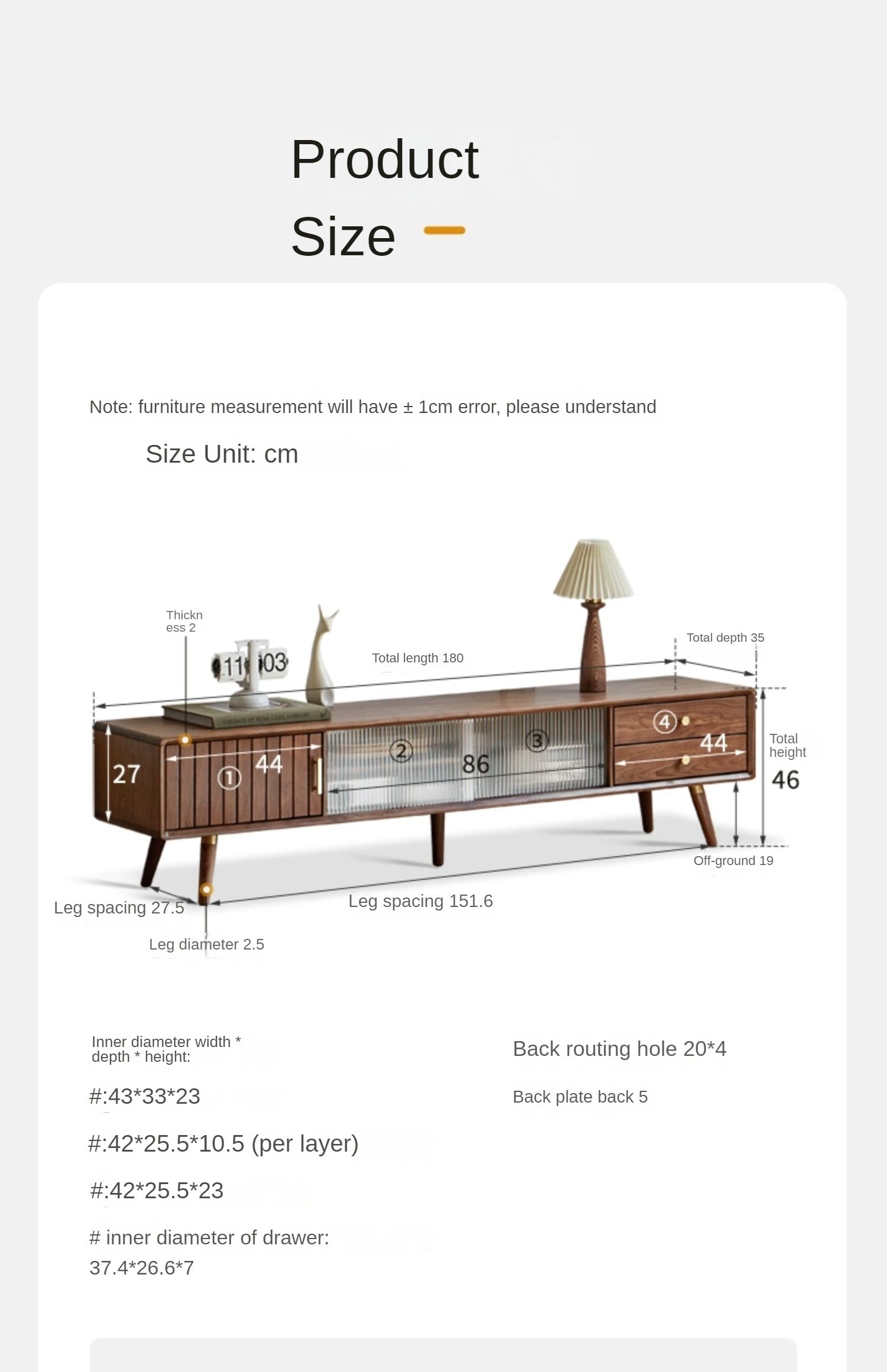 Premium Black Walnut Solid Wood TV Stand - Modern Entertainment Center for Living Room, Bedroom & Home Theater