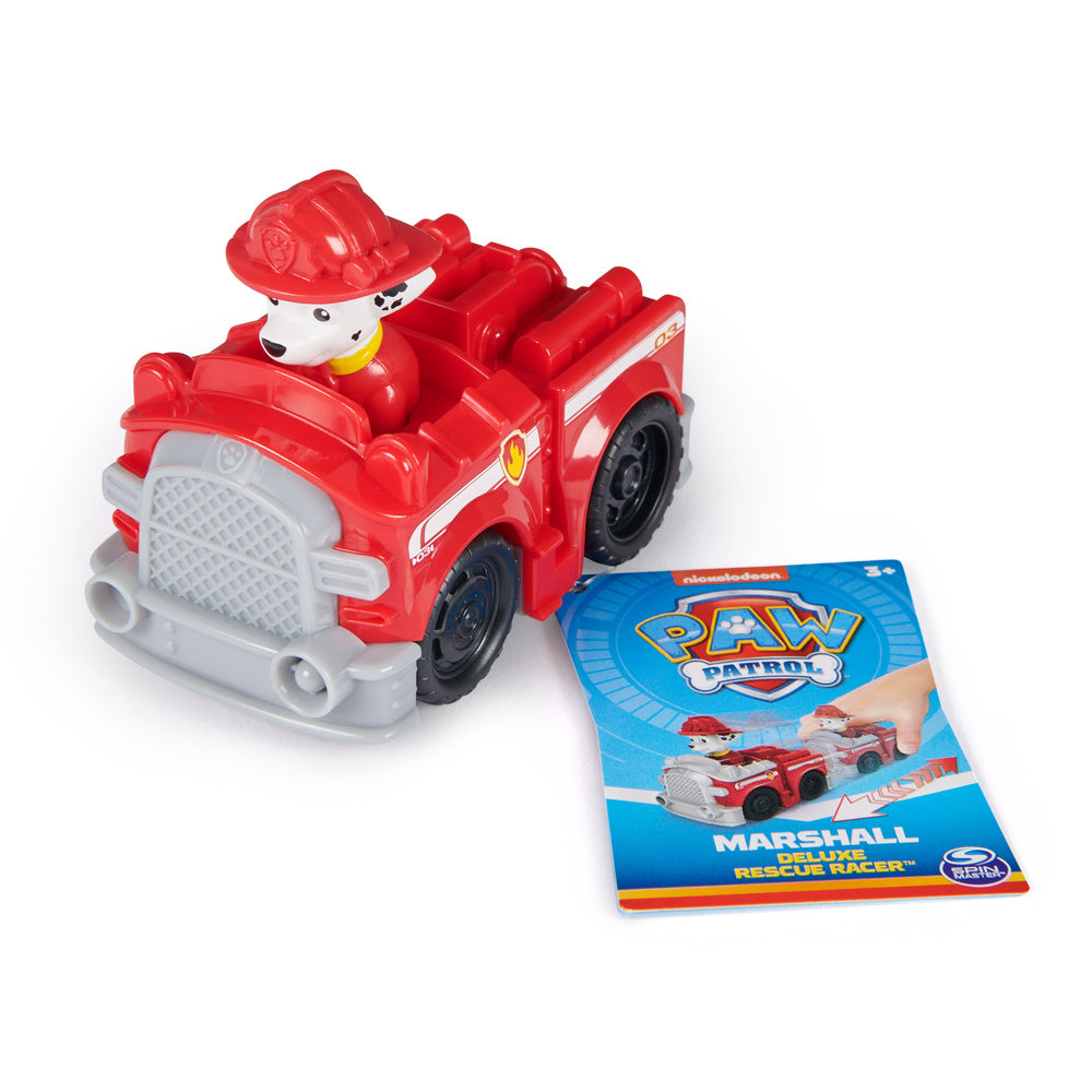 Paw Patrol Marshall Deluxe Pullback Rescue Racer Toy - Fun Action Vehicle for Kids Birthday Gifts & Adventure Playtime
