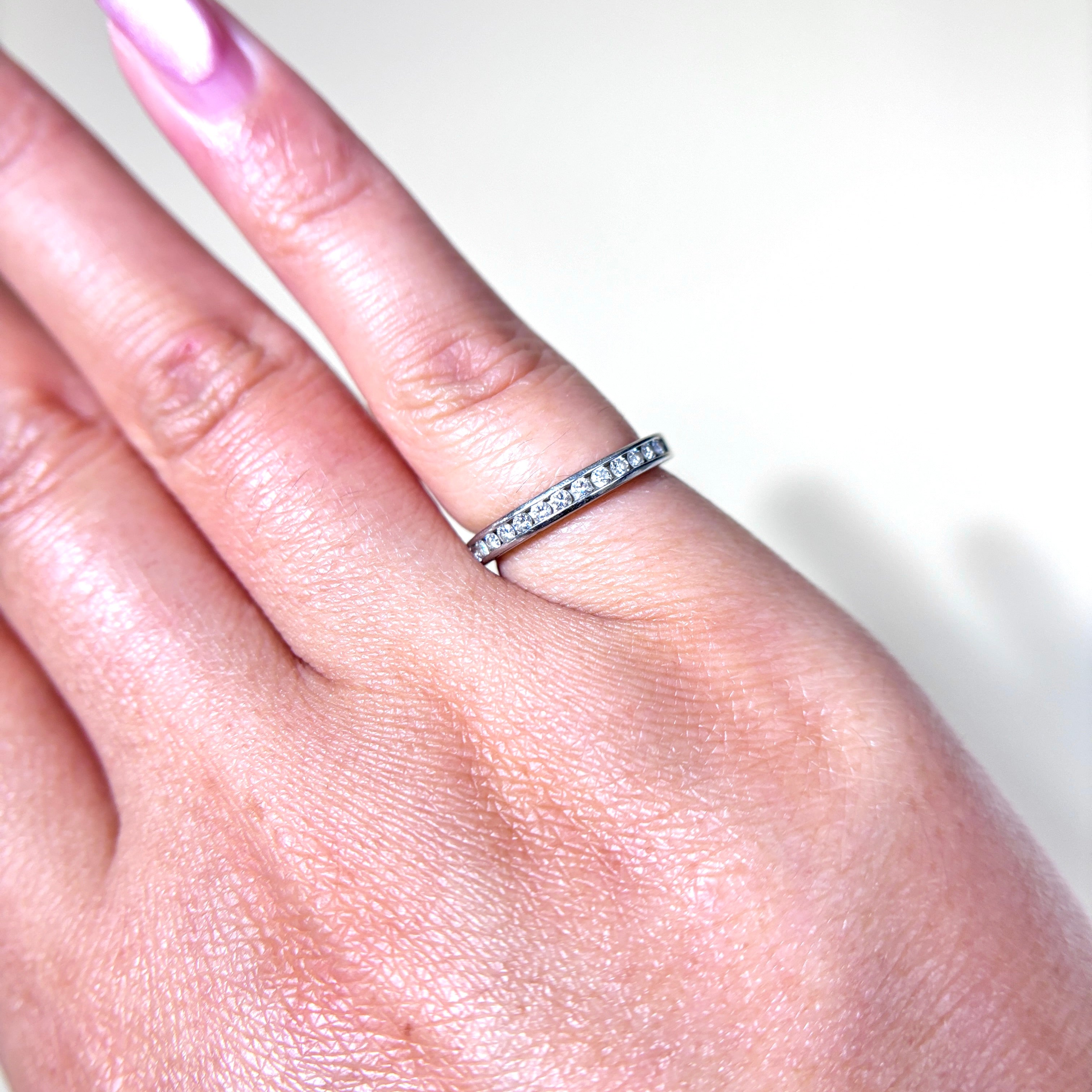 Tiffany & Co. Platinum Tiffany Setting Wedding Band - 0.13ctw Diamond Ring, Size 4.5 | Elegant Engagement & Wedding Jewelry for Brides, Anniversary Gifts
