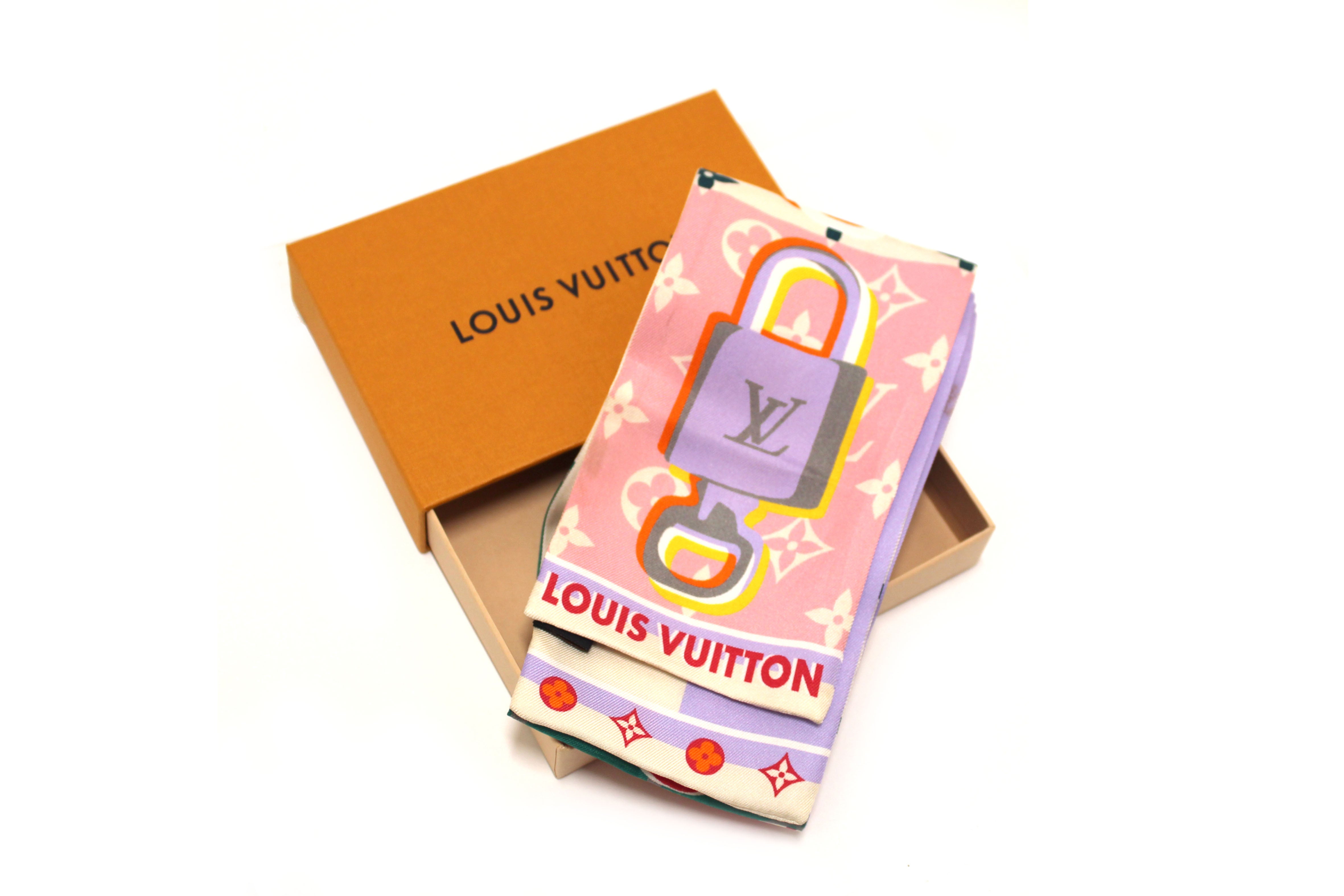 Authentic Louis Vuitton Sumptuous Silk Arty LV Unlock Bandeau Scarf - Luxury Fashion Accessory for Women, Elegant Neck Wrap & Hair Bandana for Parties, Weddings & Special Occasions