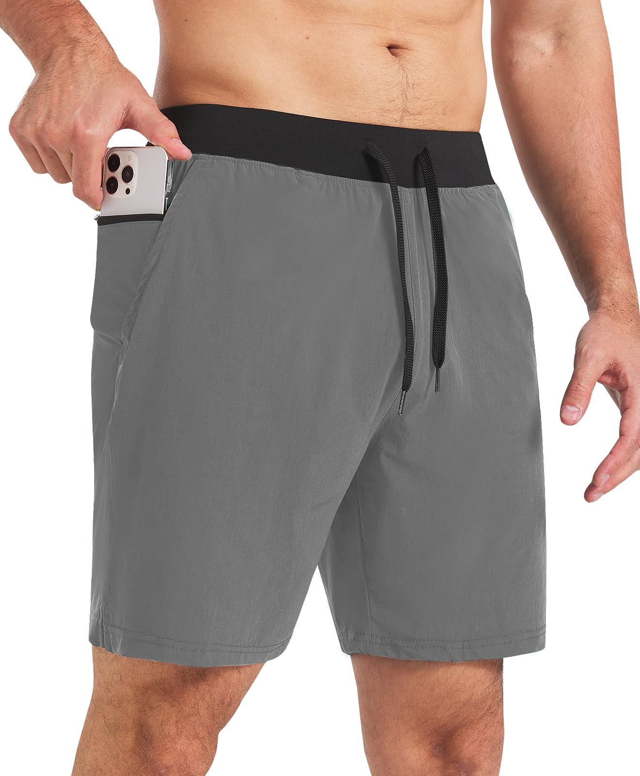 Comilaka Men's 7 Inch Running Shorts - Lightweight Quick Dry Gym Shorts with Zipper Pockets for Workout, Jogging & Training - Perfect for Sports, Fitness & Outdoor Activities