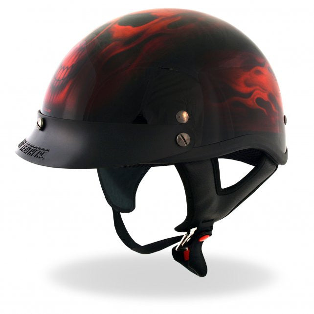 Hot Leathers D.O.T. Approved Red Skull Flames Gloss Black Motorcycle Helmet - Full Face Safety Gear for Cruiser, Street & Racing Bikes - Perfect for Riders, Bikers & Motorcycle Enthusiasts