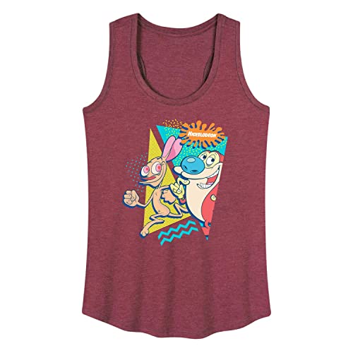 Hybrid Apparel Ren & Stimpy Women's Racerback Tank Top - Soft Breathable Workout Shirt for Gym, Yoga & Casual Wear