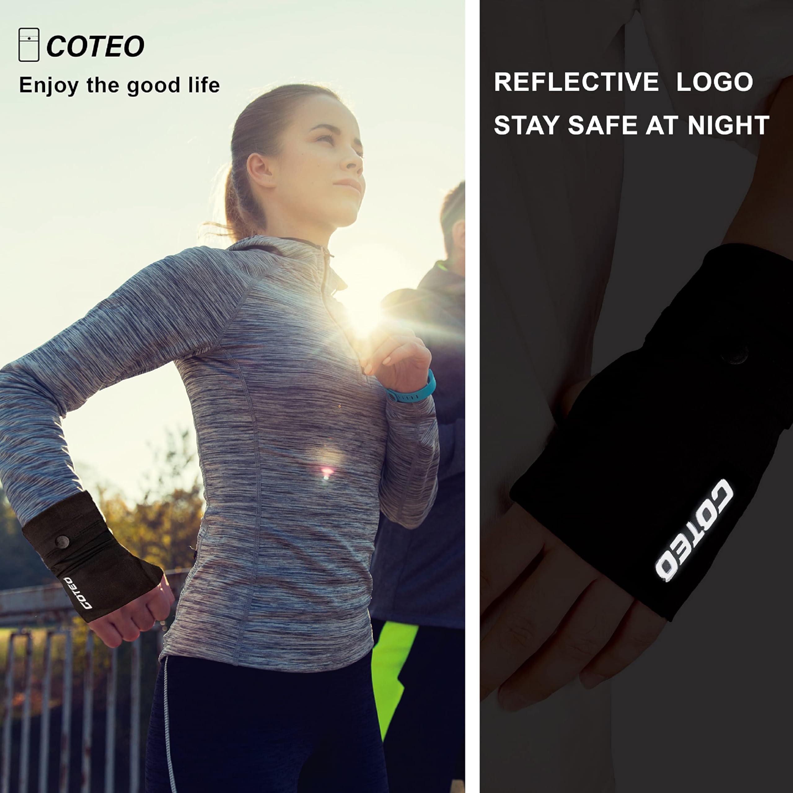 Running Armband for iPhone - Adjustable Phone Holder Wristband Pouch with Reflective Stripe for Workout, Jogging, Hiking & Gym - Secure Sports Arm Wallet (Black, Medium, Left Hand)