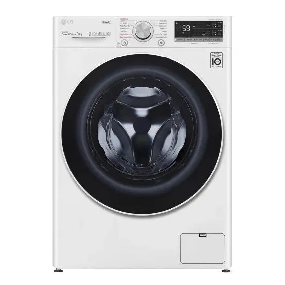 LG 9kg Front Load Washing Machine - Energy Efficient, Quiet Operation, White - Perfect for Apartments & Small Laundry Rooms