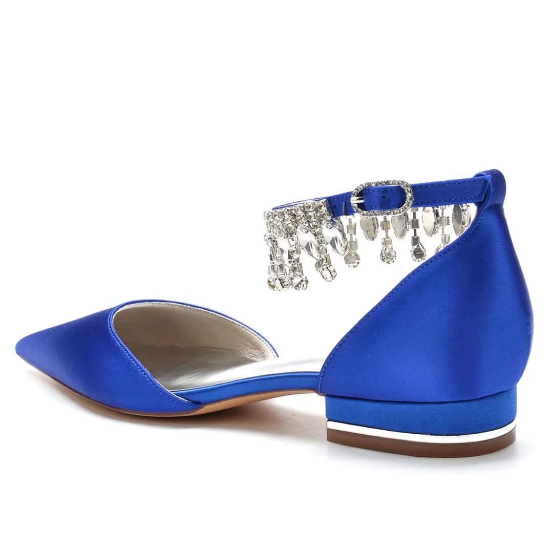 Elegant Satin Wedding Flats for Women - Crystal Embellished Pointed Toe Bridal Shoes | Perfect for Weddings, Proms & Evening Events