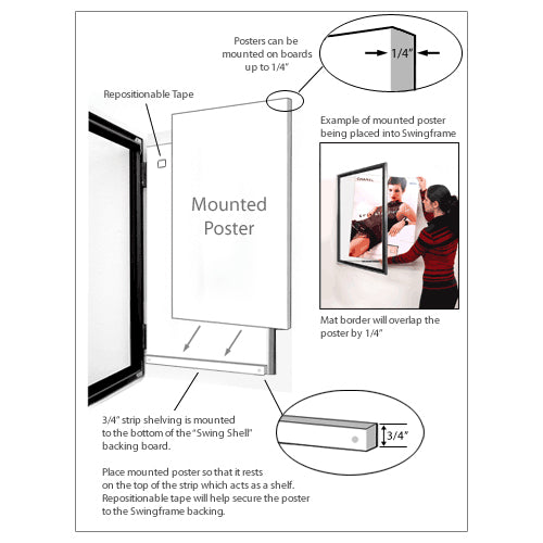 13x19 Poster Frame - SwingFrame Classic Black Wooden Poster Display with Clear Glass - Perfect for Home Decor, Office, Gallery & Art Exhibits