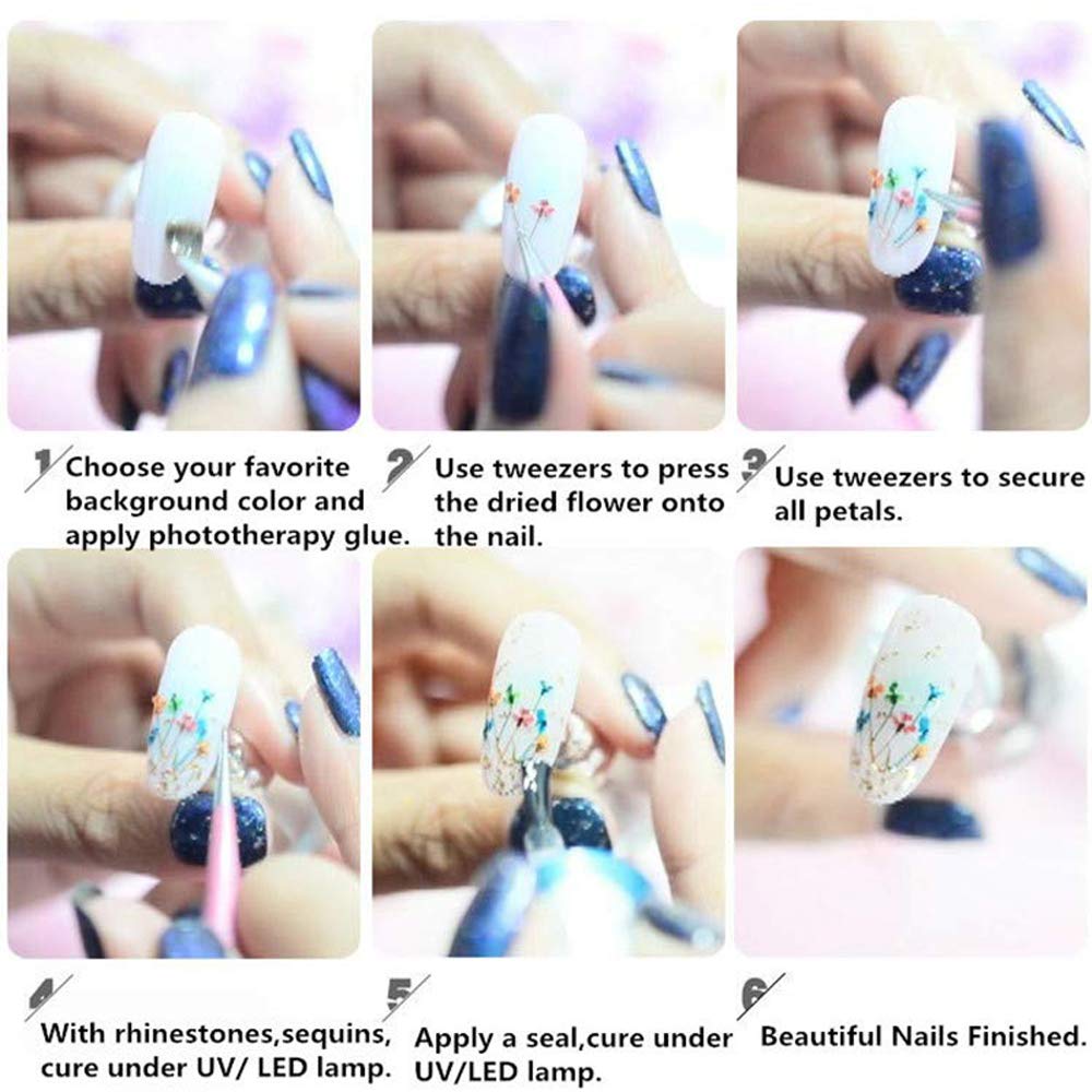 Yiicon 5 Sheets 3D Nail Art Stickers - Metallic Star & Moon Glitter Nail Decals for Acrylic & UV Gel Nails | Self-Adhesive Nail Art Designs for Salon, Home Manicure & Party Nail Decor