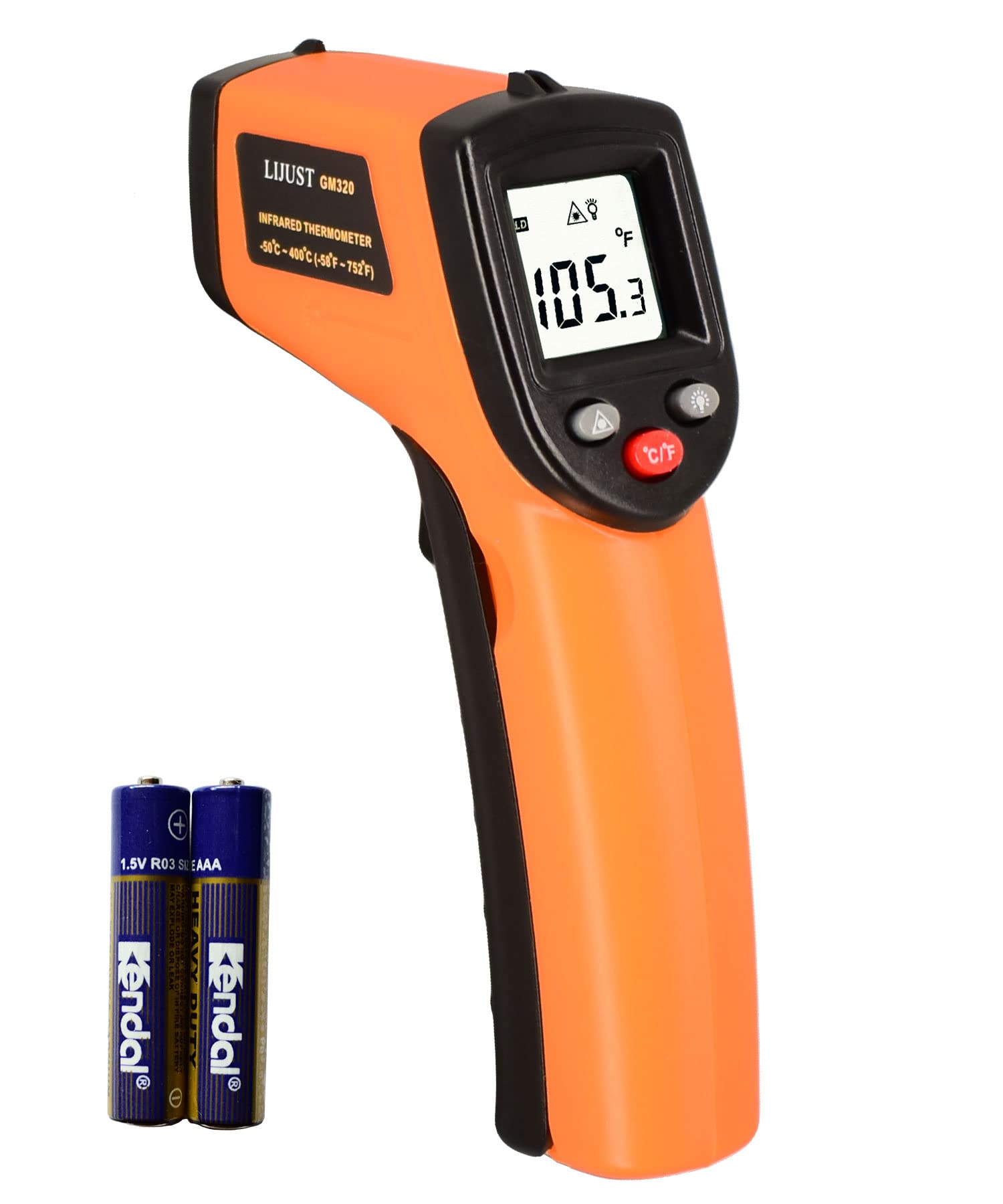 Non-Contact Infrared Thermometer Gun -58°F to 752°F (-50°C to 400°C) Digital Laser Temperature Gun for Cooking, Freezer, Oven & Industrial Use - Perfect for Grilling, Baking, HVAC & Food Safety Checks