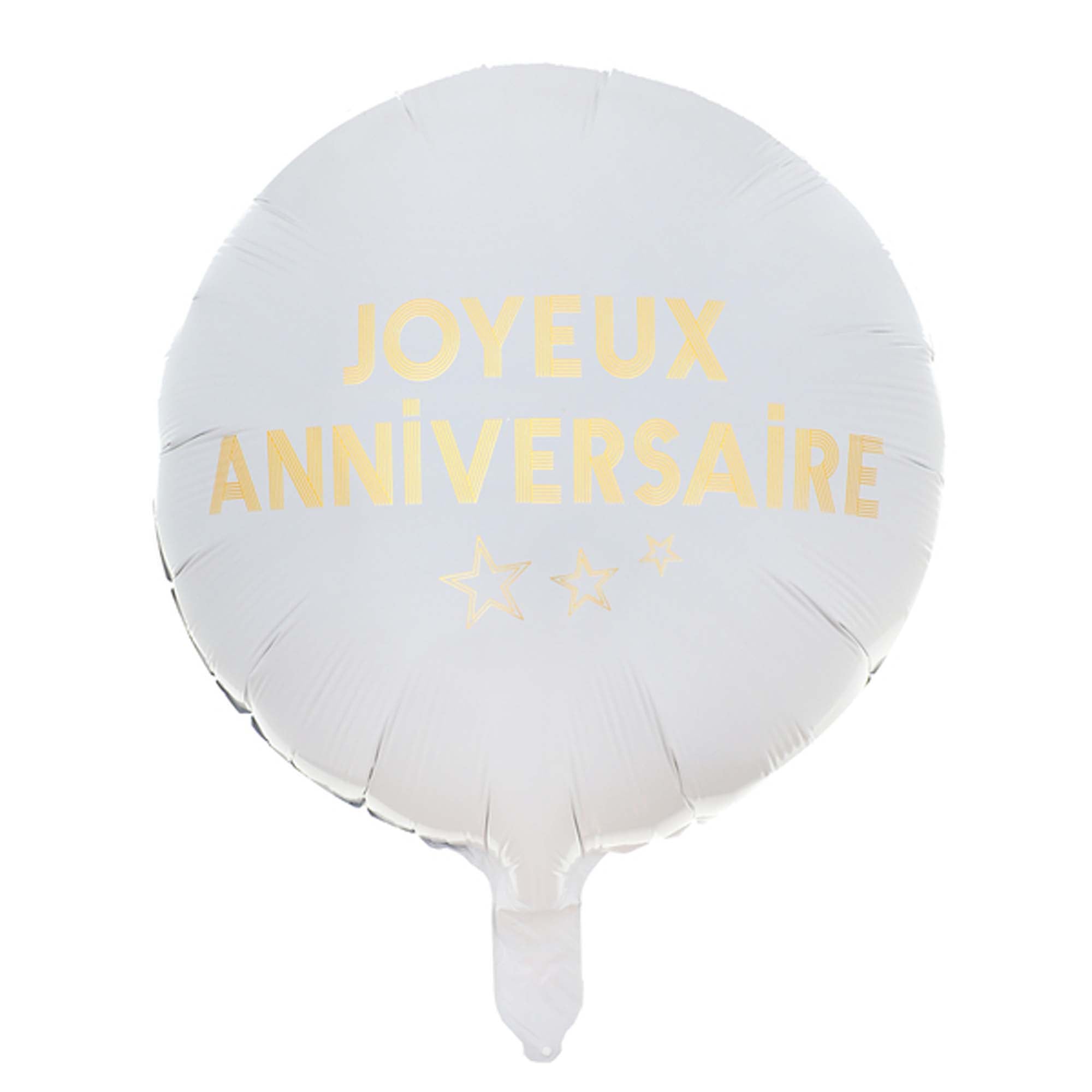 White and Gold 18 Inch Round Foil Birthday Balloon - 1 Count | Perfect for Anniversaries, Parties & Celebrations | Joyeux Anniversaire Décor