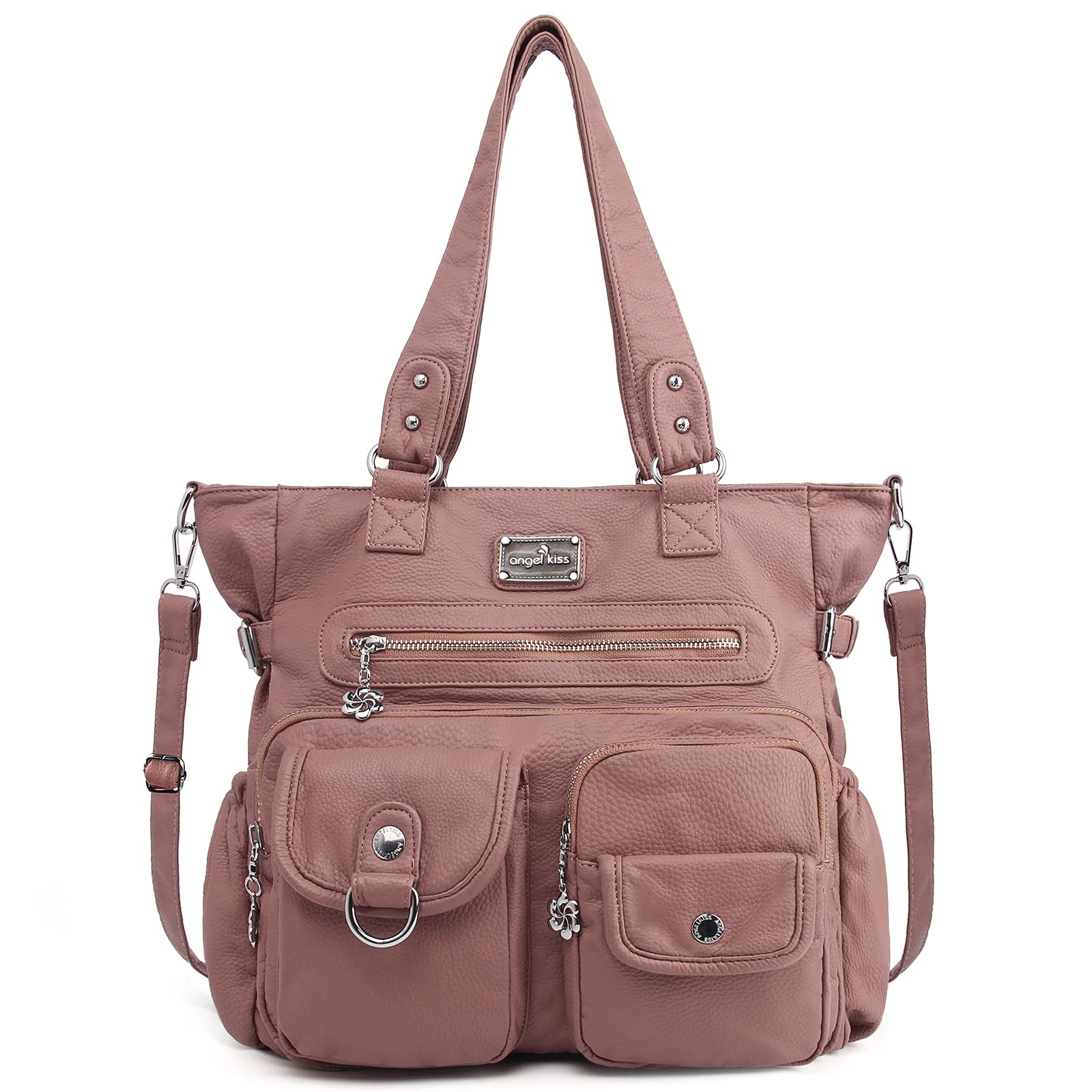 Angelkiss Women's PU Tote Shoulder Bag with Pockets - Stylish for Work & Travel