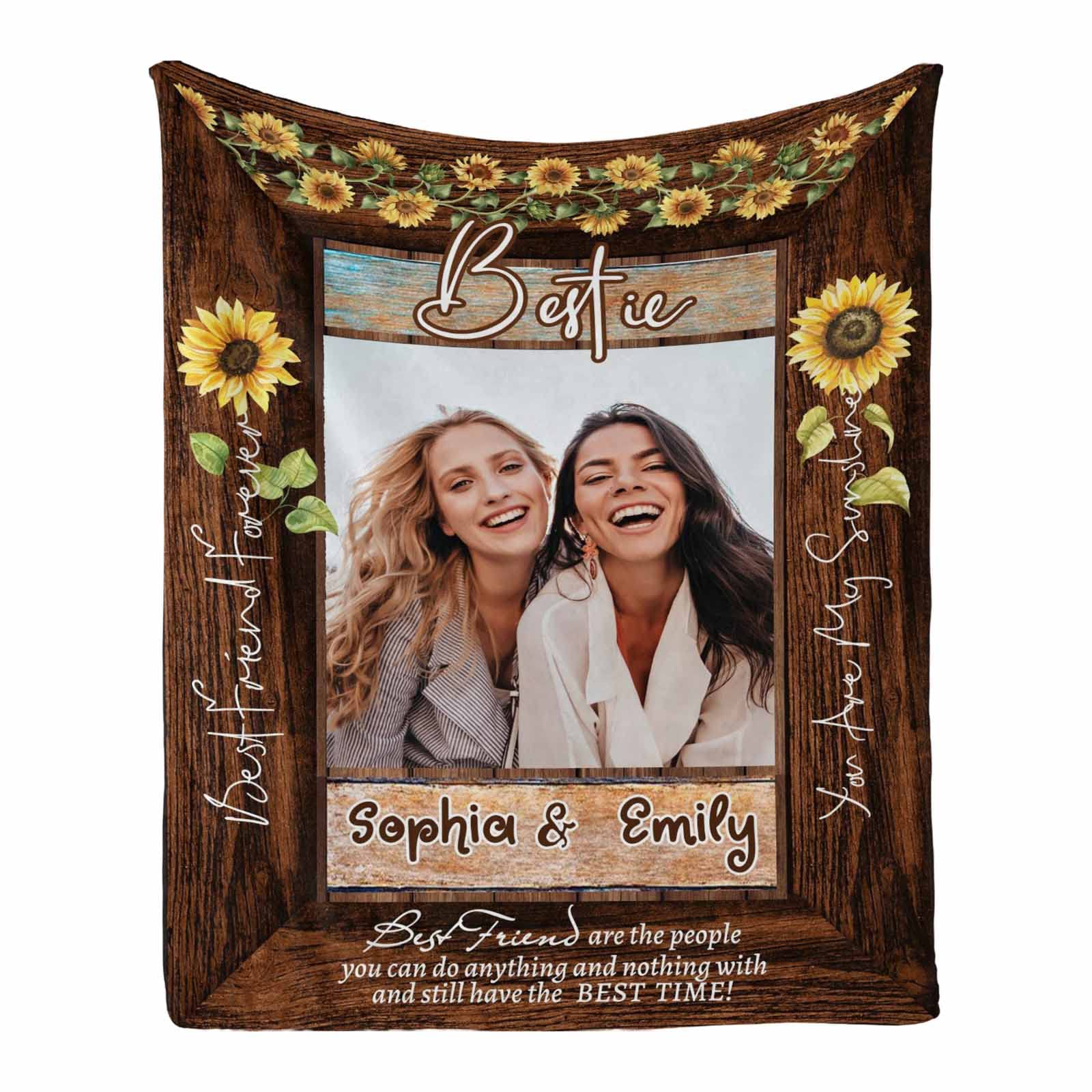Personalized Best Friend Blanket - Custom Bestie Gift for Women, Sister & Teen Girls | Long Distance Friendship, Birthday, Christmas or Valentine's Day Gift for Her | Cozy Throw Blanket for Movie Nights, Dorm Room & Relaxation