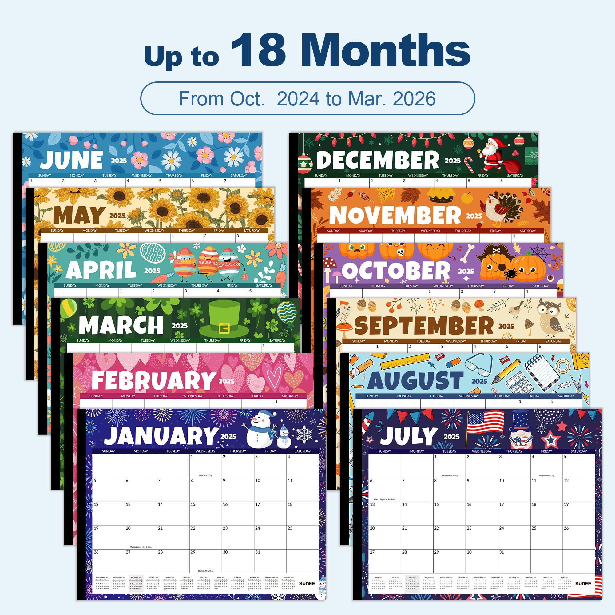 **SUNEE 2025-2026 Extra Large Desk Calendar | 22x17 Inches | 18-Month Monthly Planner (Now to March 2026) | Perfect for Teachers, Students & Families | Home, Office & School Organization**    *(Use Case: Stay organized with this spacious desktop calendar—ideal for tracking schedules, assignments, holidays, and family events at home, work, or in the classroom.)*