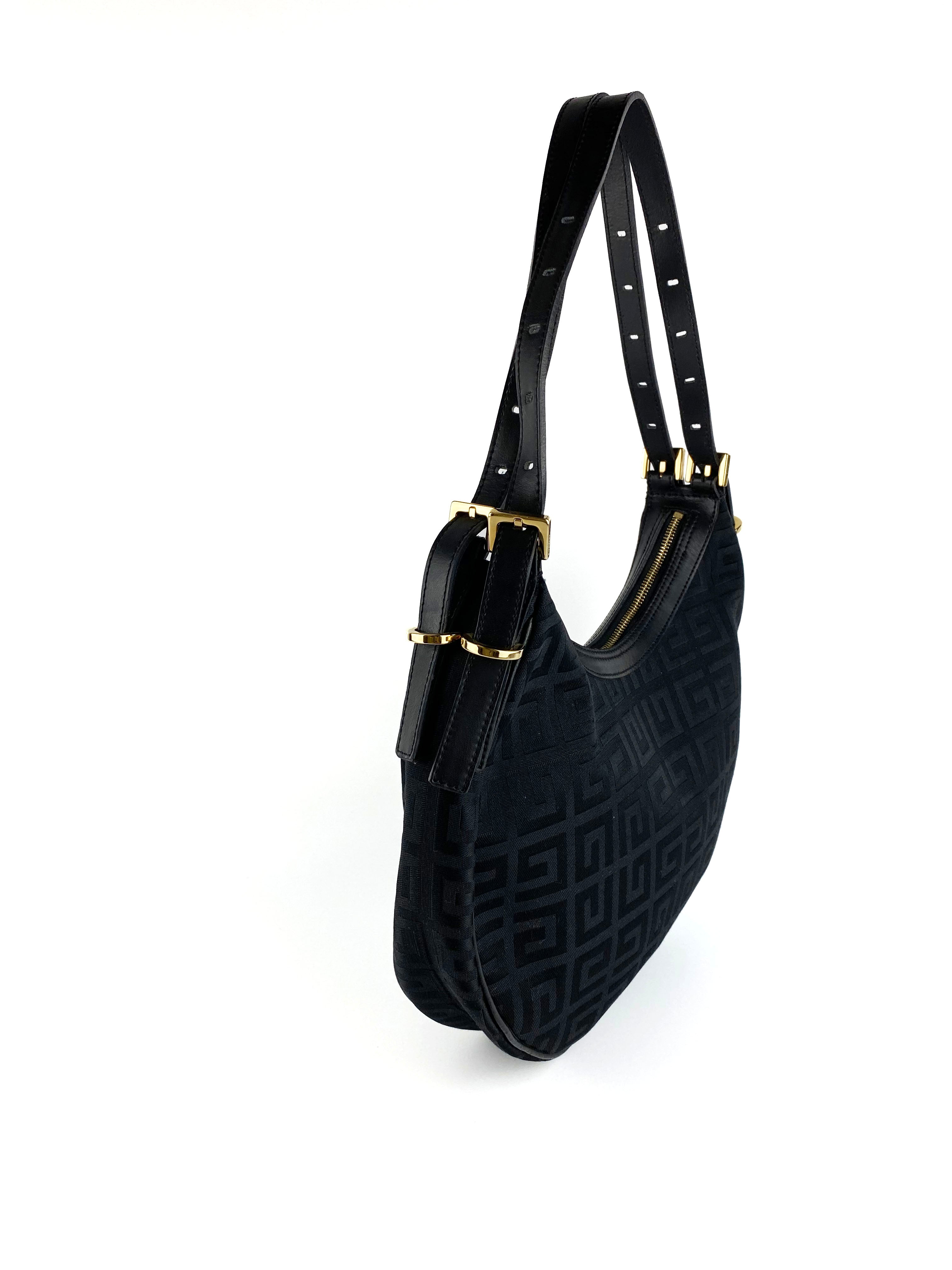 Givenchy Black Monogram Canvas Hobo Bag - Luxury Designer Shoulder Bag for Women | Perfect for Work, Travel & Evening Events