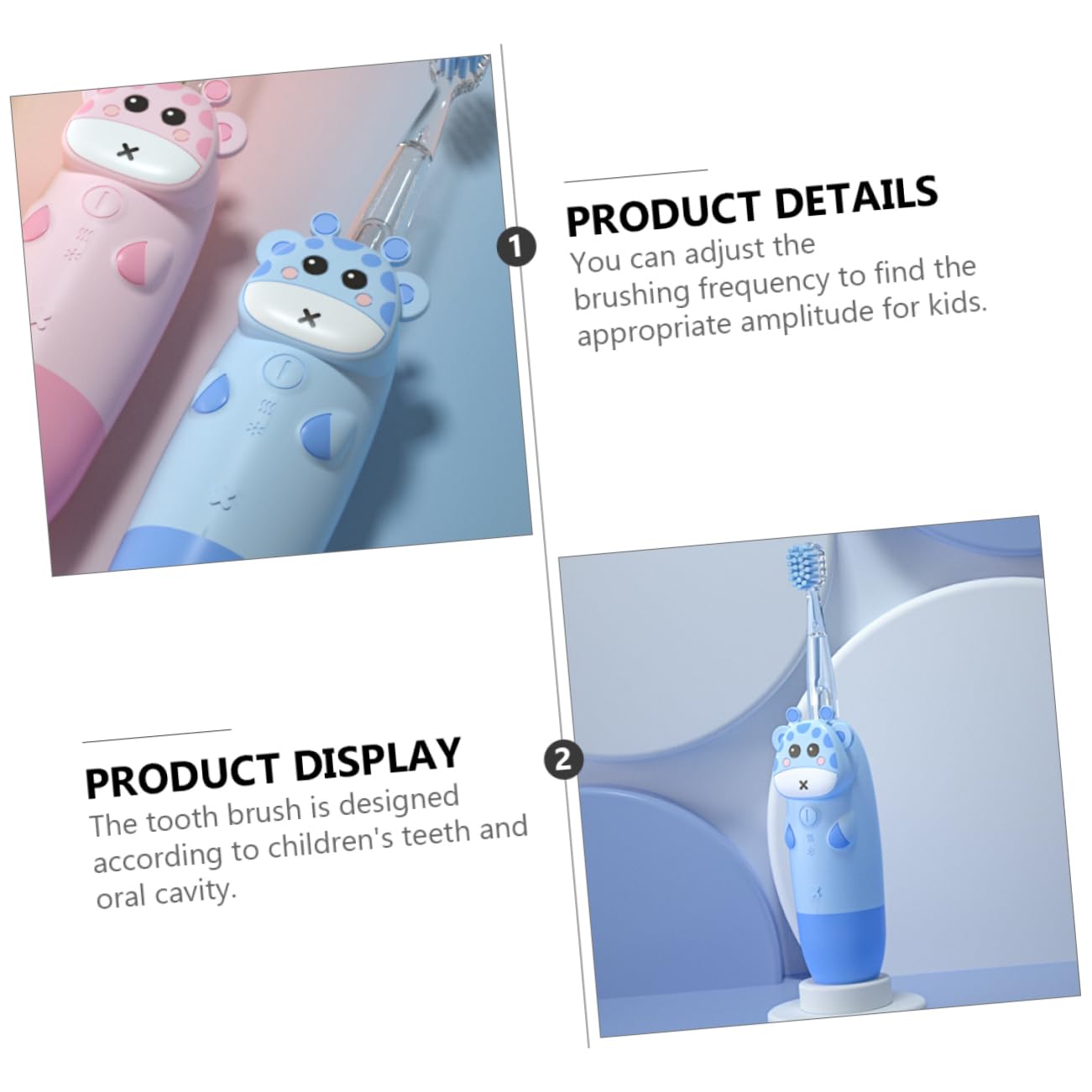 Healifty Kids Electric Toothbrush Set - Rechargeable Battery-Powered Toothbrush for Children, Soft Bristles for Gentle Cleaning, Includes Travel Case - Perfect for Home, School & Travel Oral Care