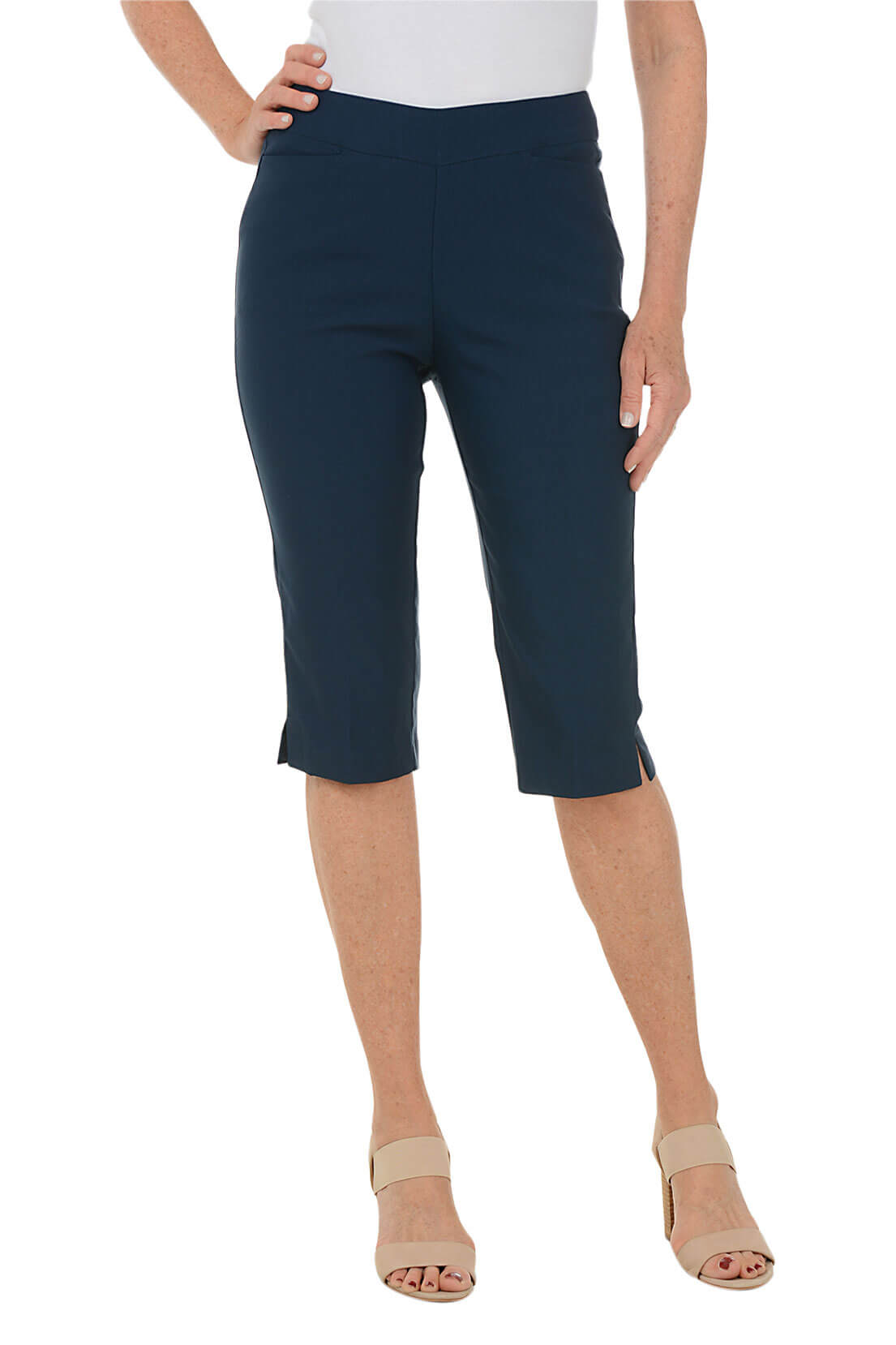 Women's Stretchy Pull-On Clamdigger Crop Pants - Comfortable High Waist Capri Pants for Summer, Beach, Yoga & Casual Wear