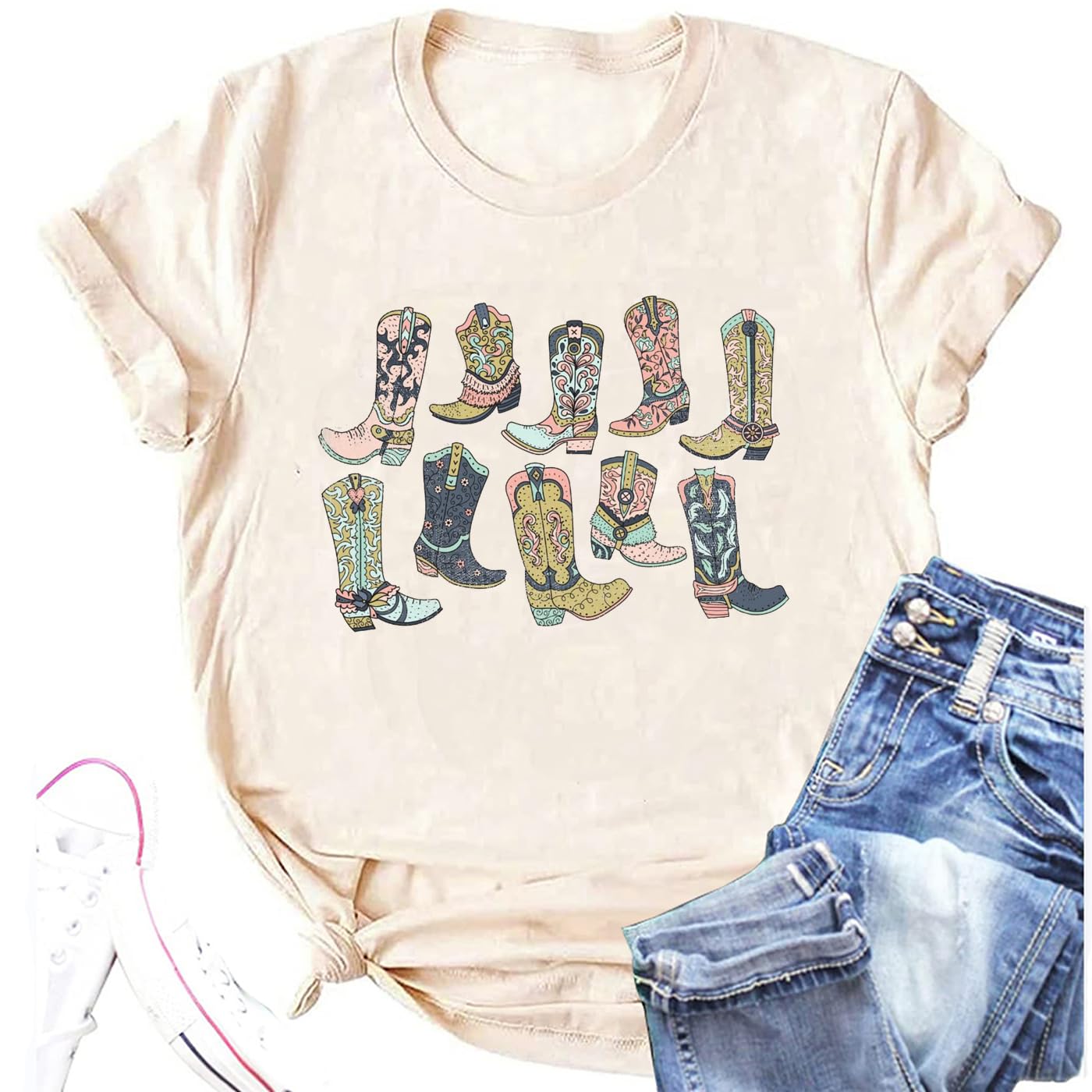 Western Vintage Graphic Tee for Women - Funny Cowboy Shirt for Country Music Fans