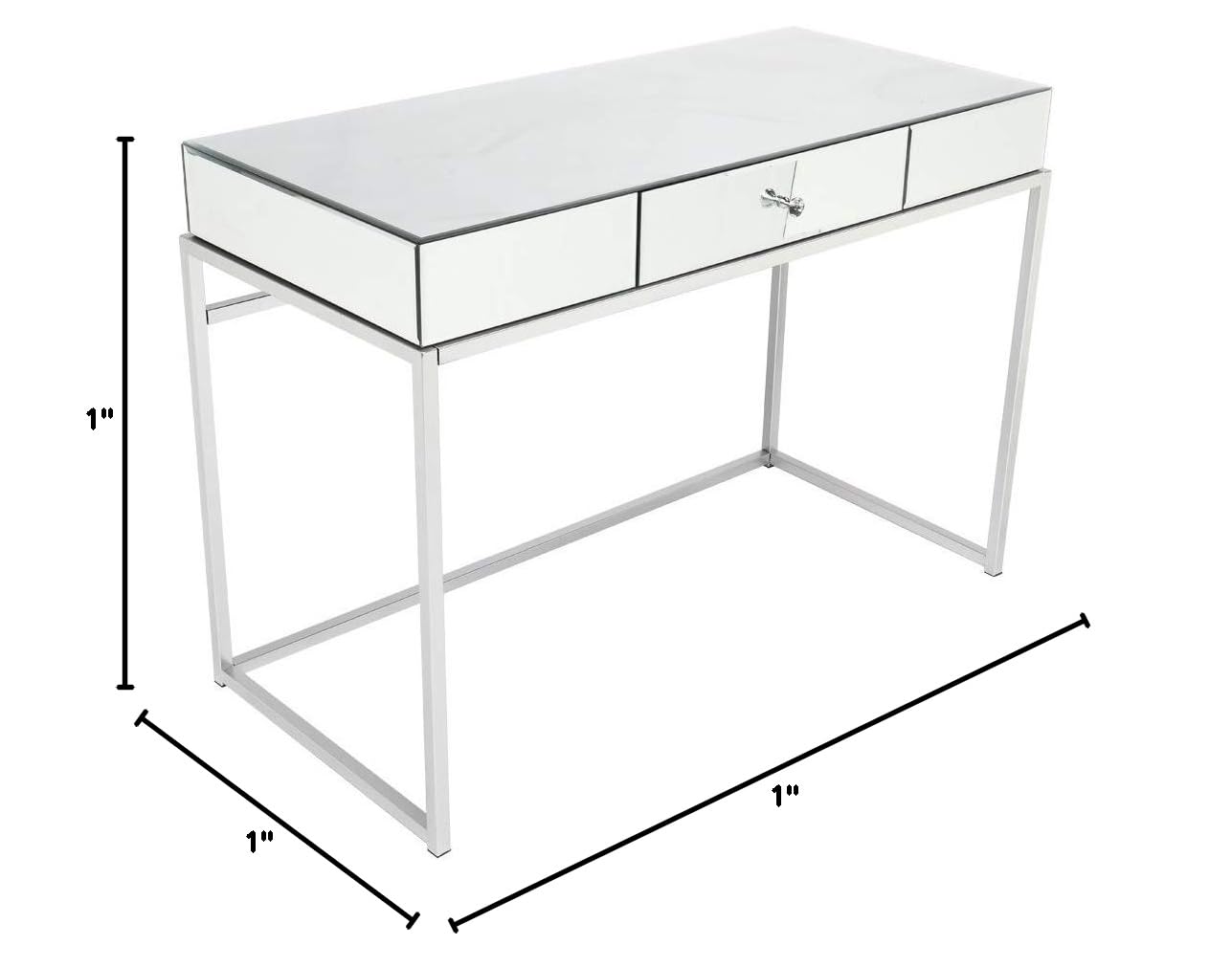 Elegant Mirrored Console Table with Drawers - Vanity Makeup Desk & Home Office Writing Table, Smooth Finish with Crystal Knobs - Perfect for Bedroom Dressing Area, Living Room Decor & Women's Workspace