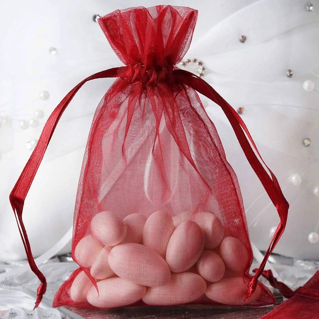 100 Pcs Red Organza Bags 4x6 Inch - Wedding Favor Bags with Drawstring, Jewelry Pouches for Party Decorations, Baby Shower Gifts, Christmas Stocking Stuffers & Valentine's Day Favors - Perfect for Candy, Small Gifts and Bridal Shower Party Supplies
