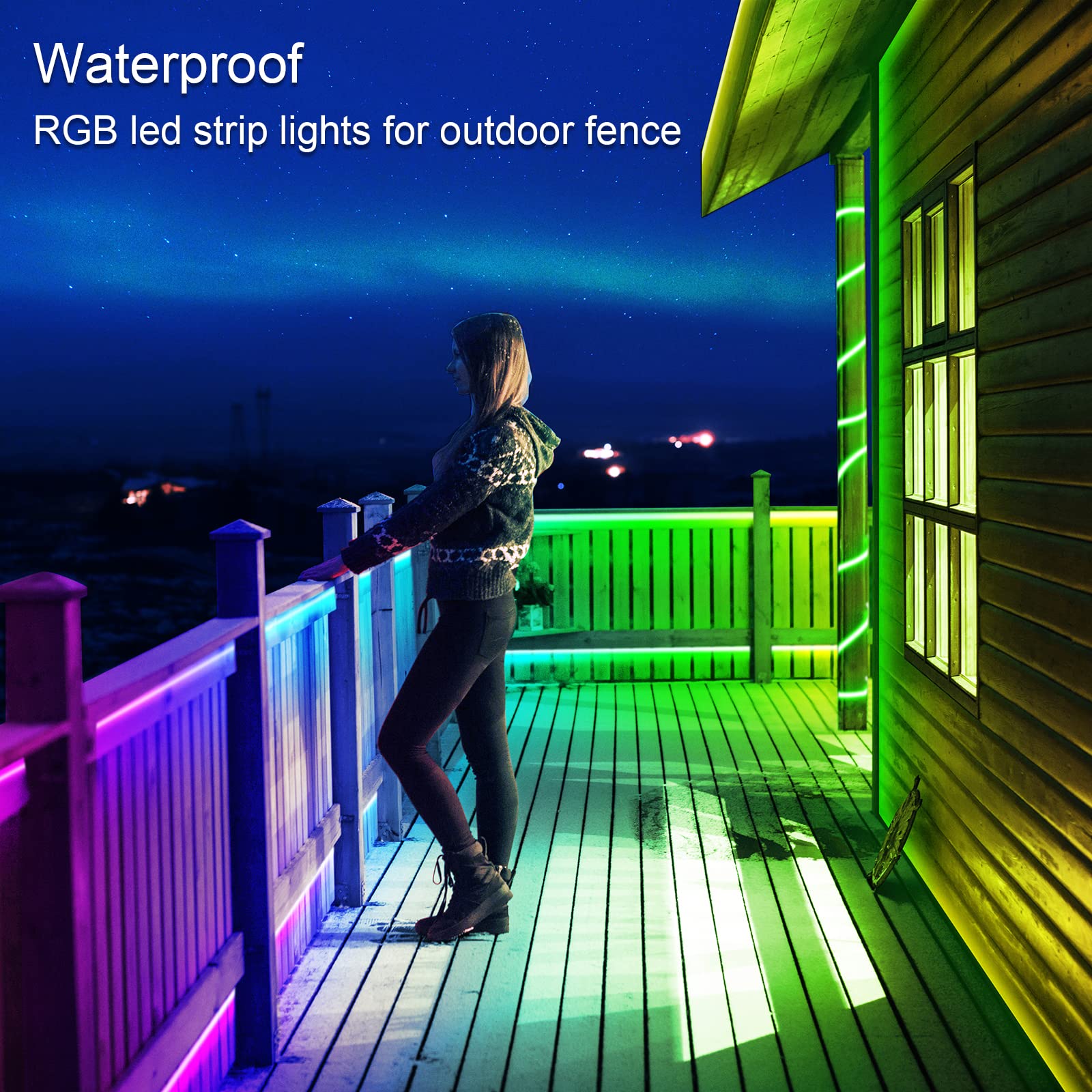 AILBTON Outdoor LED Strip Lights Waterproof IP68 - 60m/200ft RGB Exterior Rope Lights with App & Music Sync Control - Perfect for Balcony, Deck, Roof, Garden, Pool Party & Landscape Lighting