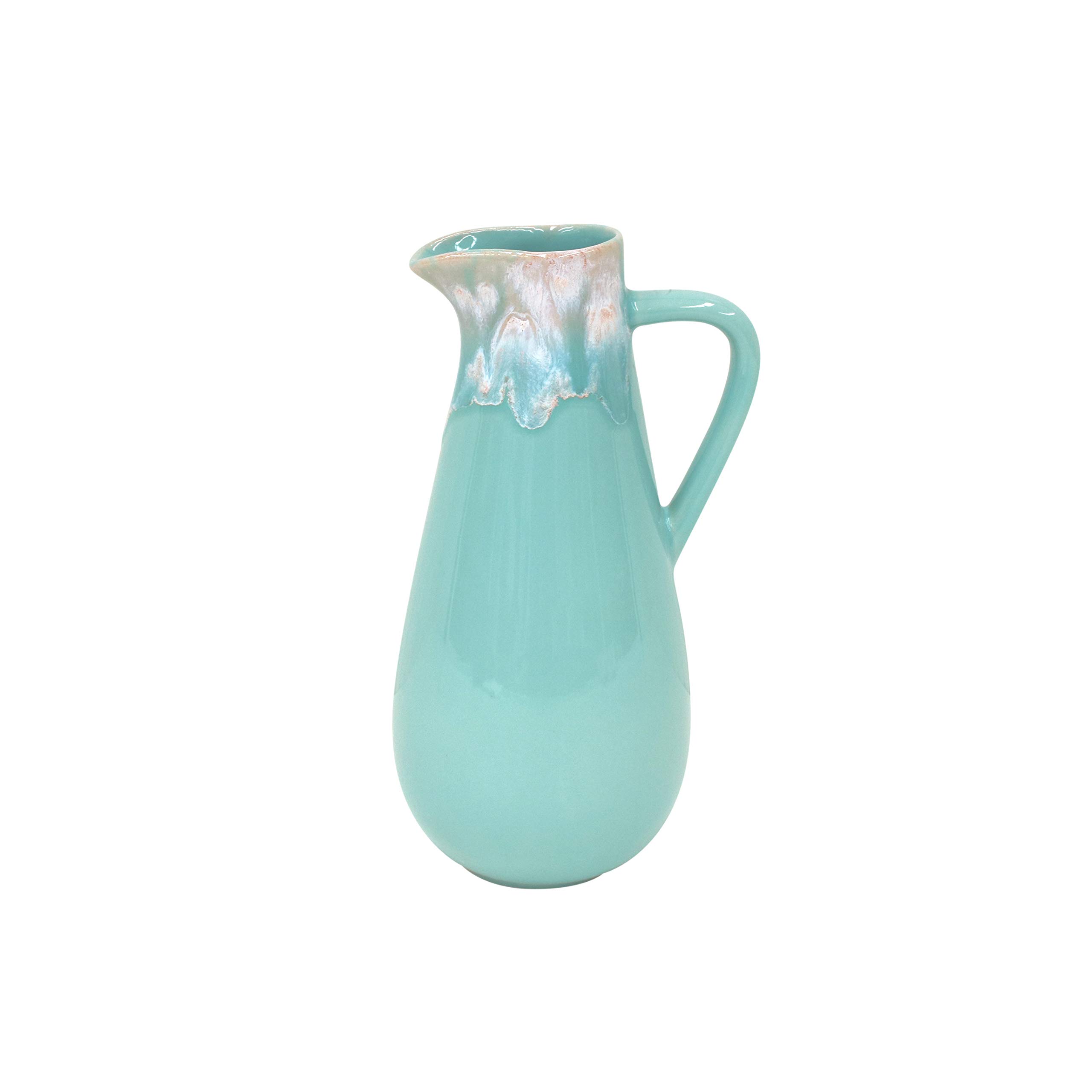 Casafina 56 oz Ceramic Pitcher - Taormina Collection, Aqua | Microwave & Dishwasher Safe Stoneware | Food Safe Glazing | Restaurant Quality Serveware for Iced Tea, Lemonade & Water | Elegant Home & Commercial Use