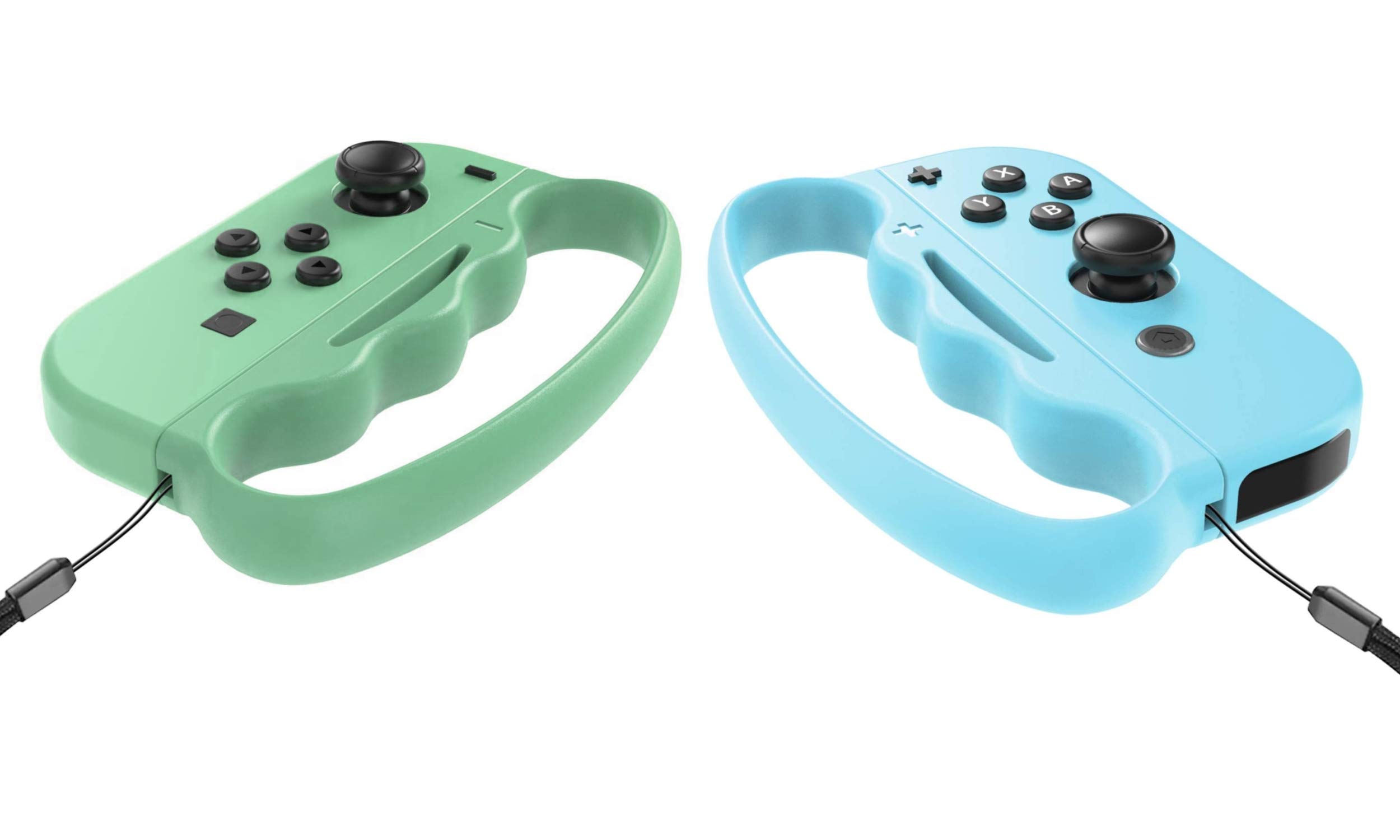 Fitness Boxing Hand Grips for Nintendo Switch & OLED Model JoyCon - 2 Pack (Animal Crossing Blue & Green) - Enhance Boxing Game Experience for Adults & Kids - Perfect for Home Workouts & Family Gaming Fun