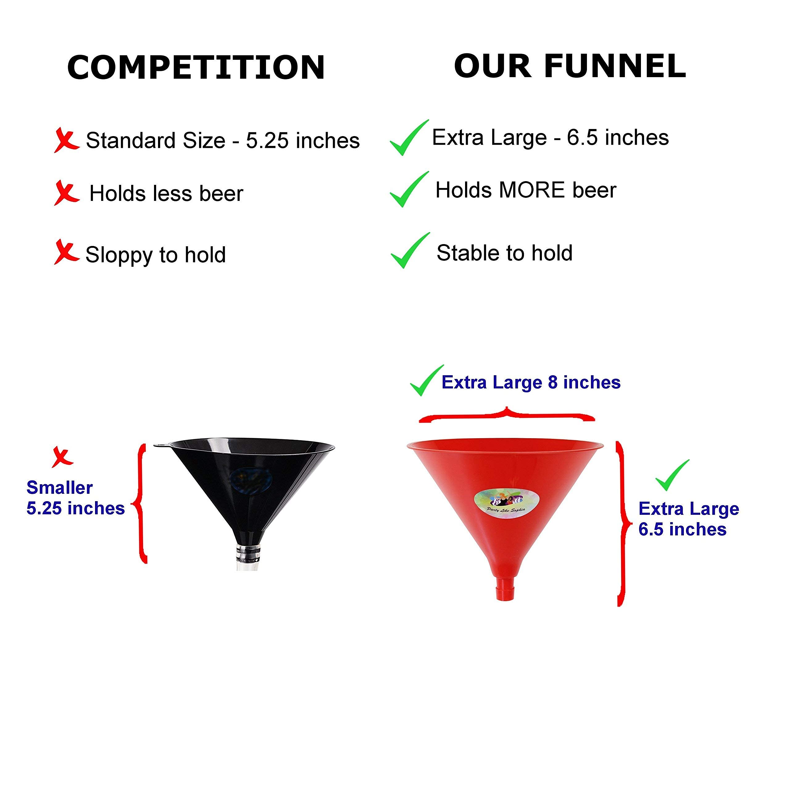 Premium Beer Bong Funnel with Adjustable Valve - 5 Piece Shotgunning Tool Kit for College Parties, Tailgating & Outdoor Events - Ultimate Drinking Game Accessories