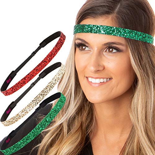 3pk Green/Gold/Red Bling Skinny Glitter