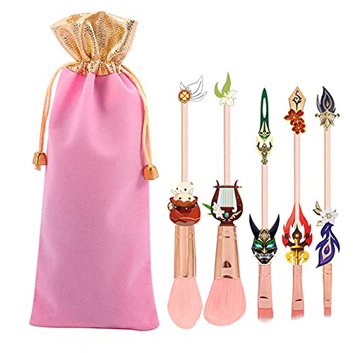 Premium Genshin Impact Makeup Brush Set - 12-Piece Professional Foundation, Eyeshadow, Eyebrow & Lip Brush Kit for Anime Cosplay & Daily Beauty Makeup