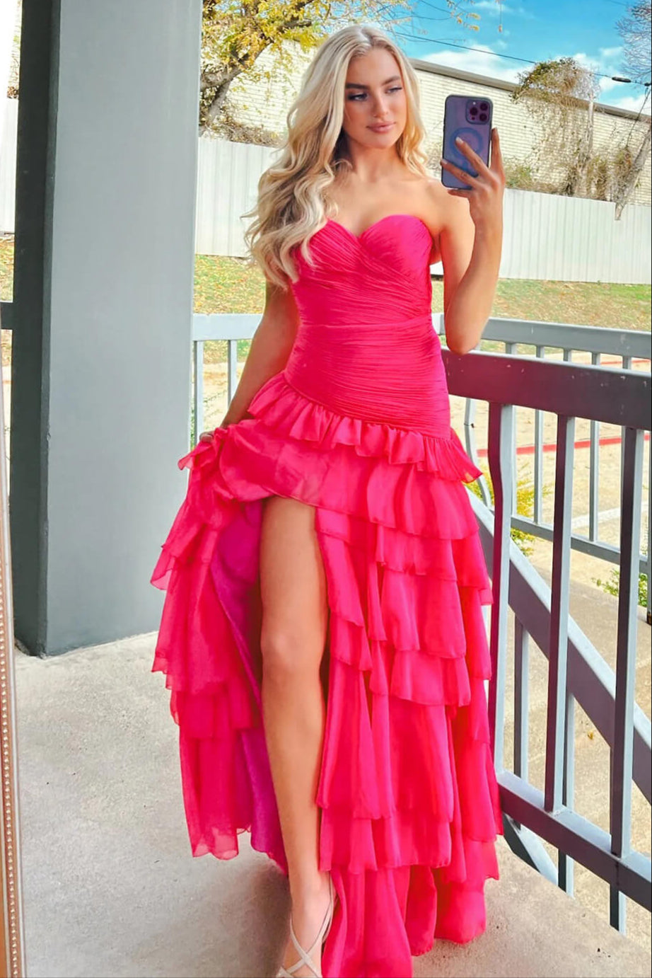 Ava Presley Strapless Chiffon Dress with Tiered Ruffles - Elegant Formal Gown for Prom, Wedding & Special Occasions