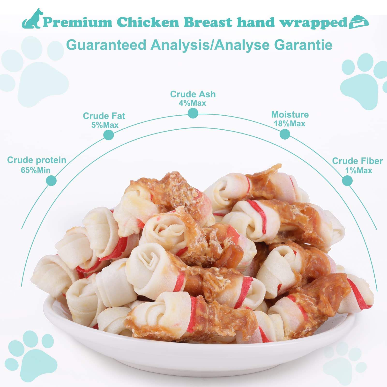 Chicken Wrapped Rawhide Dog Treats for Small Dogs - Healthy Chewing Snacks for Puppies at Home & Outdoors