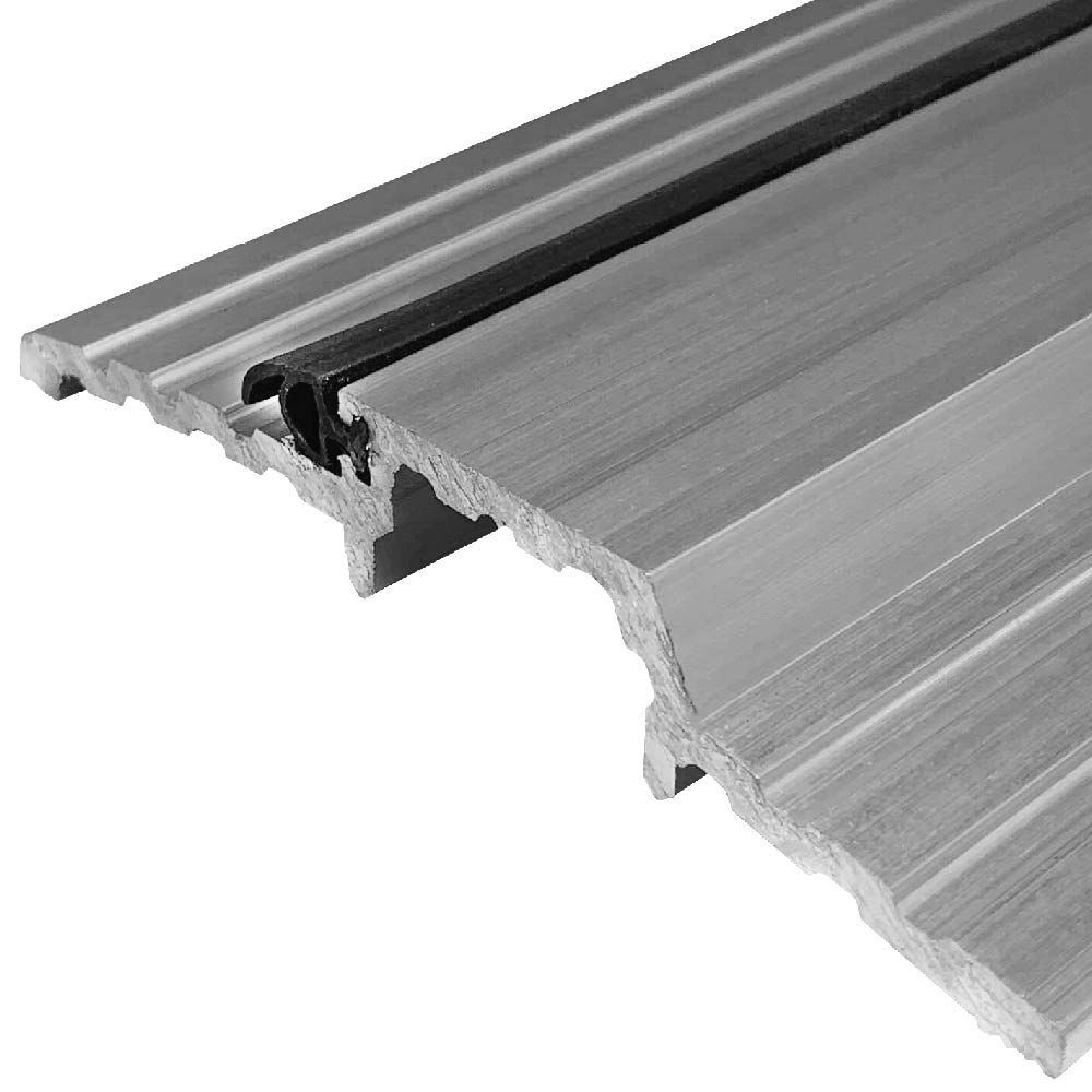 Mill Aluminum Rabbeted Door Threshold with Neoprene Solid Rubber Extrusion (3565MA) - 10 x 1-1/2'' SMS - 4-7/8'' W x 7/8'' H x 48'' L - Weatherproof Entryway Solution for Homes & Commercial Buildings