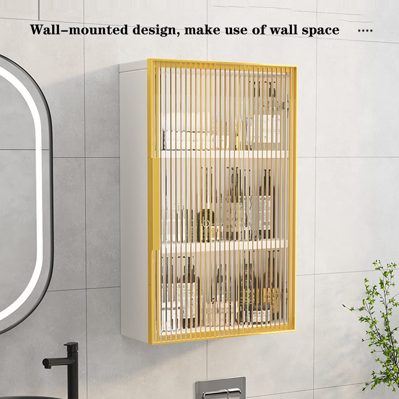 Multifunctional Wall Cabinet with Glass Door - Sturdy Multi-Layer Storage Shelf for Living Room, Entryway, Bathroom & Bedroom | Space-Saving Home Organization Solution for Small Spaces