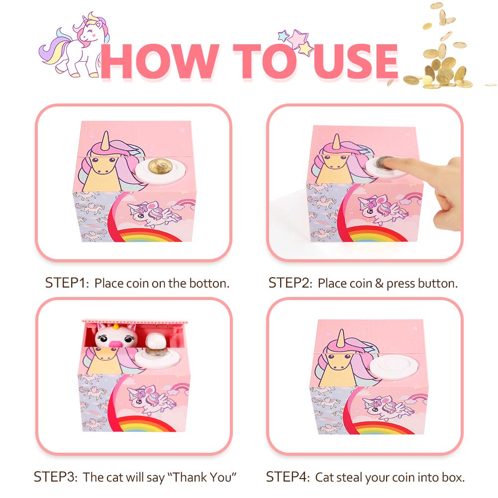 Fun Unicorn Piggy Bank for Kids - Coin Saving & Stealing Toy with Lock - Best Gift for Boys & Girls | Perfect for Birthday, Christmas & Teaching Money Management