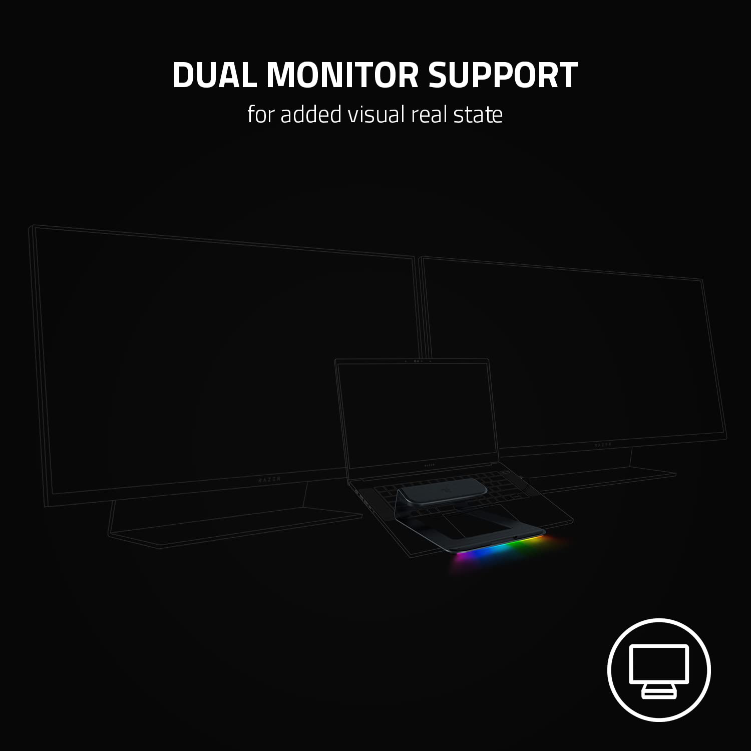 Razer Laptop Stand Chroma V2 - Ergonomic Aluminum Laptop Riser with 3-Port USB Hub (2x USB-A, 1x USB-C, HDMI), 18° Adjustable Tilt Angle for Comfortable Typing - Perfect for Home Office, Gaming Setup & Workspace Organization (Black)