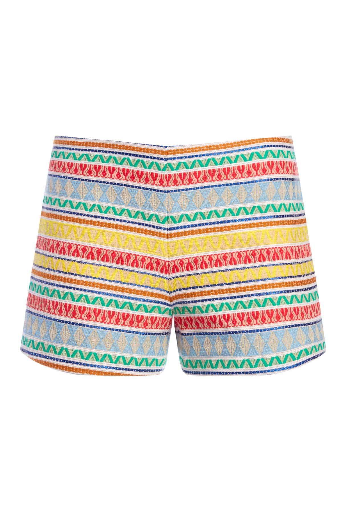 Alice + Olivia Sherri Striped Zip Back Shorts for Women - Multi Color, Size 12 | Casual Summer Shorts with Zipper Detail for Beach, Vacation & Everyday Wear