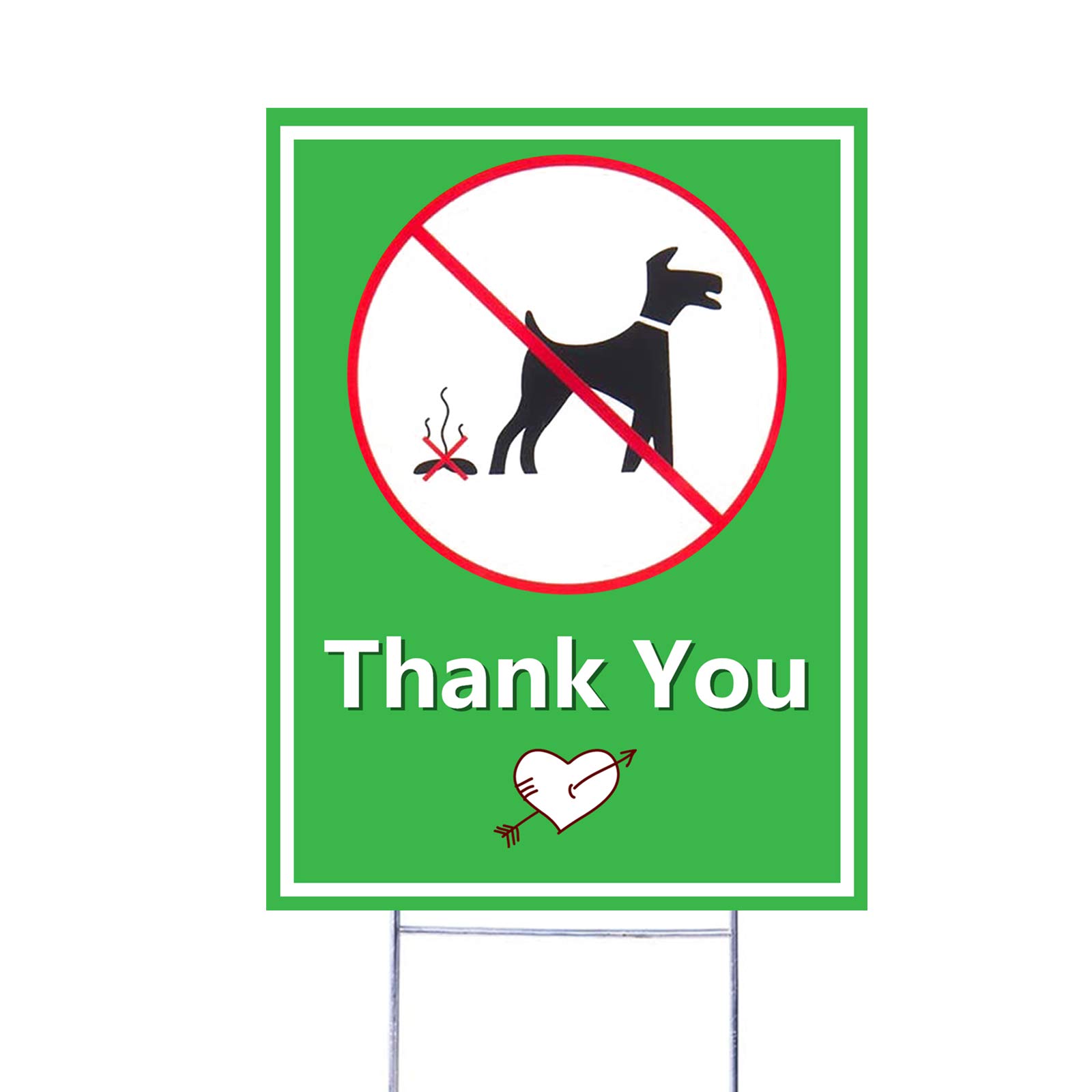 Double Sided No Pooping Dog Yard Sign with Metal H-Stake - 9x12 Inch Dog Waste Warning Sign for Lawns, Parks & Sidewalks - Durable Outdoor Pet Signage