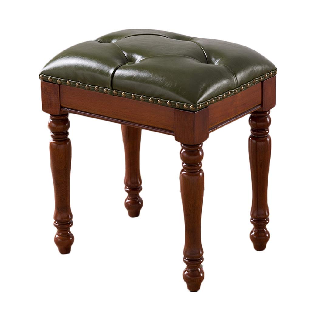 Solid Wood Vanity Stool - Dressing Table Stool, Makeup Stool & Shoe Changing Bench (Green, 40x30x45cm) - Perfect for Bedroom, Boudoir & Beauty Room Decor