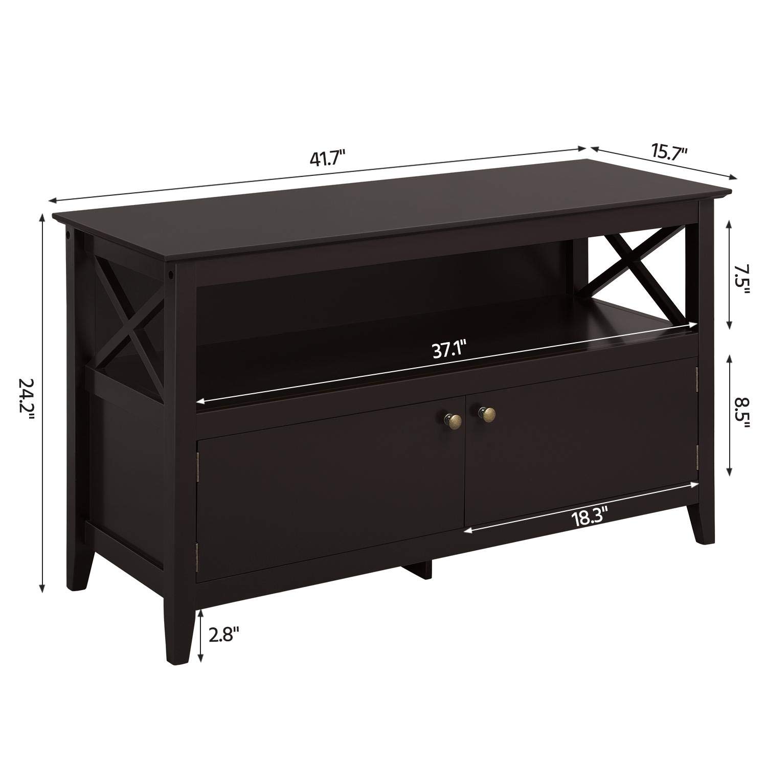Topeakmart Espresso Wooden TV Stand with 2 Storage Compartments & Shelves - Entertainment Center for Living Room & Bedroom - Perfect for Home Theater Setup & Media Organization