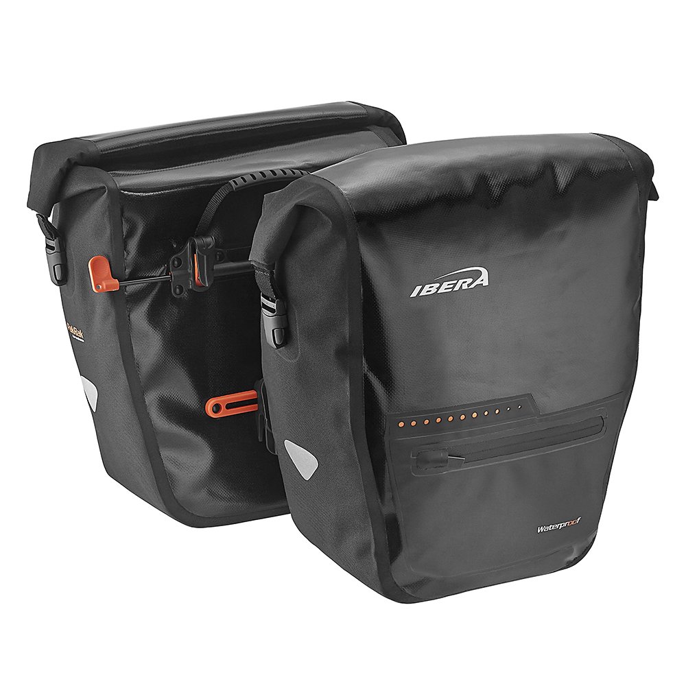 **Ibera 30L Waterproof Bike Panniers (Pair) - Quick-Release Clip-On Bicycle Saddle Bags with Rain Cover - Fits Most Rear Racks - Perfect for Commuting, Touring & Outdoor Adventures (Black)**