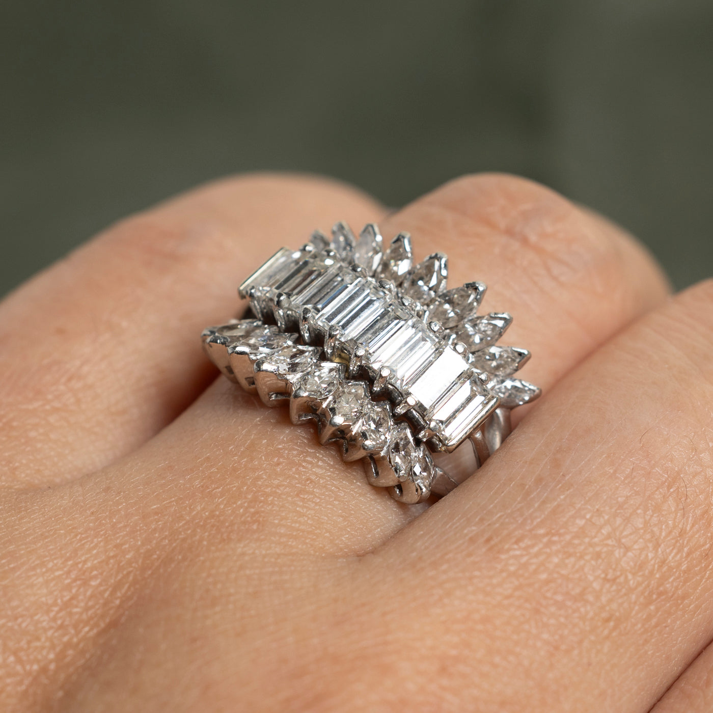 3.10ctw Multi-Cut Diamond Cocktail Ring for Women - Size 7.5 | Elegant Statement Jewelry for Parties, Weddings & Special Occasions