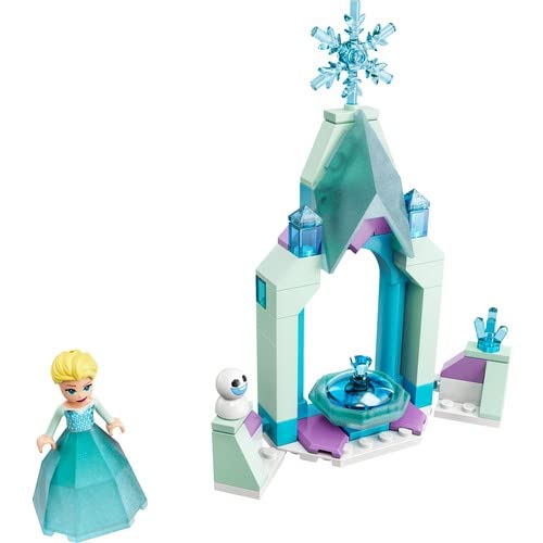 LEGO 43199 Disney Elsa's Castle Courtyard Building Toy for Kids with Mini Snow Queen 2 Doll & Diamond Dress - Perfect for Creative Play, Birthday Gifts & Disney Frozen Fans