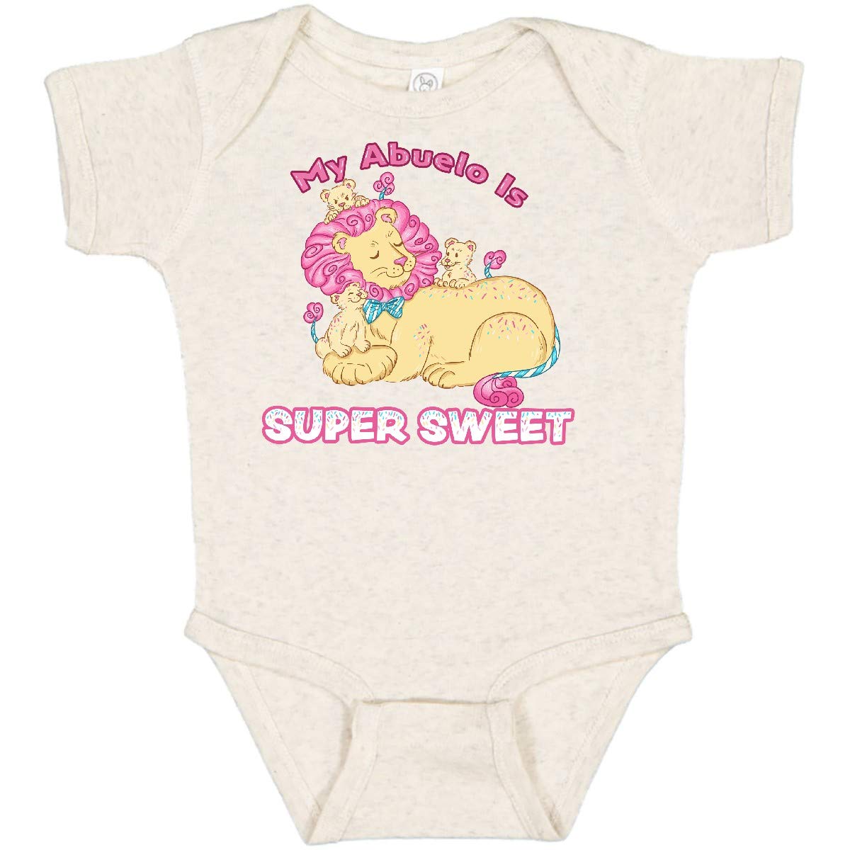 My Abuelo is Super Sweet Cotton Candy Lions Pink Baby Bodysuit - Soft & Cute Infant Onesie for Newborns, Photo Shoots & Special Occasions