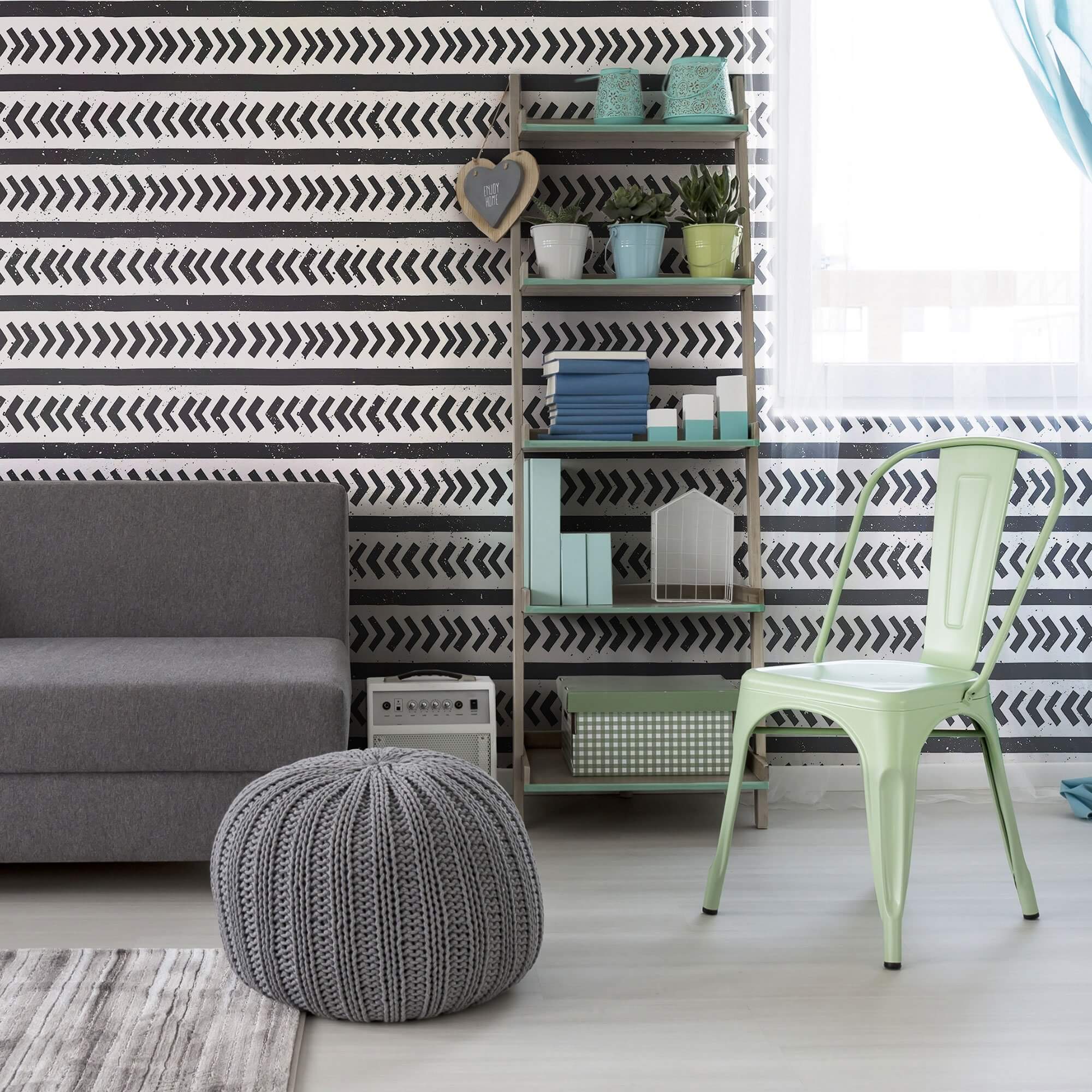 Charcoal and Gray Geometric Peel and Stick Removable Wallpaper for Teens Bedroom - Self-Adhesive Wall Decal for Dorm, Nursery, or Home Decor